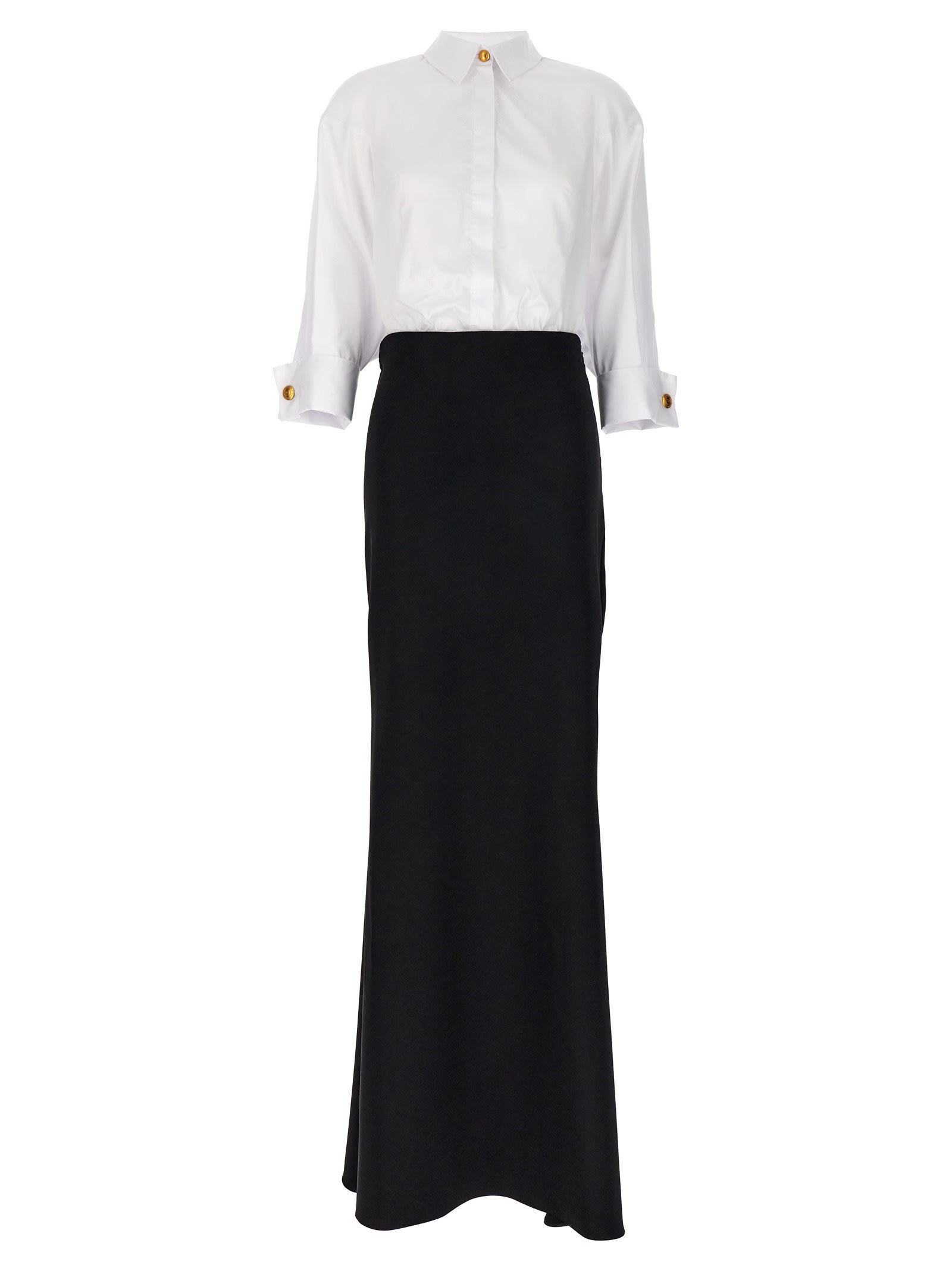 Shop Elisabetta Franchi Red Carpet Dress In White/black