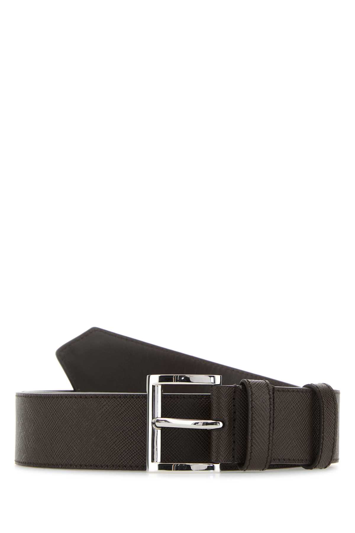 Dark Grey Leather Belt