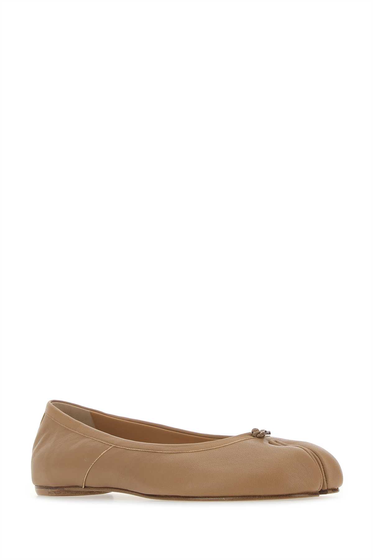 Shop Maison Margiela Biscuit Leather Tabi Ballerinas In Nude