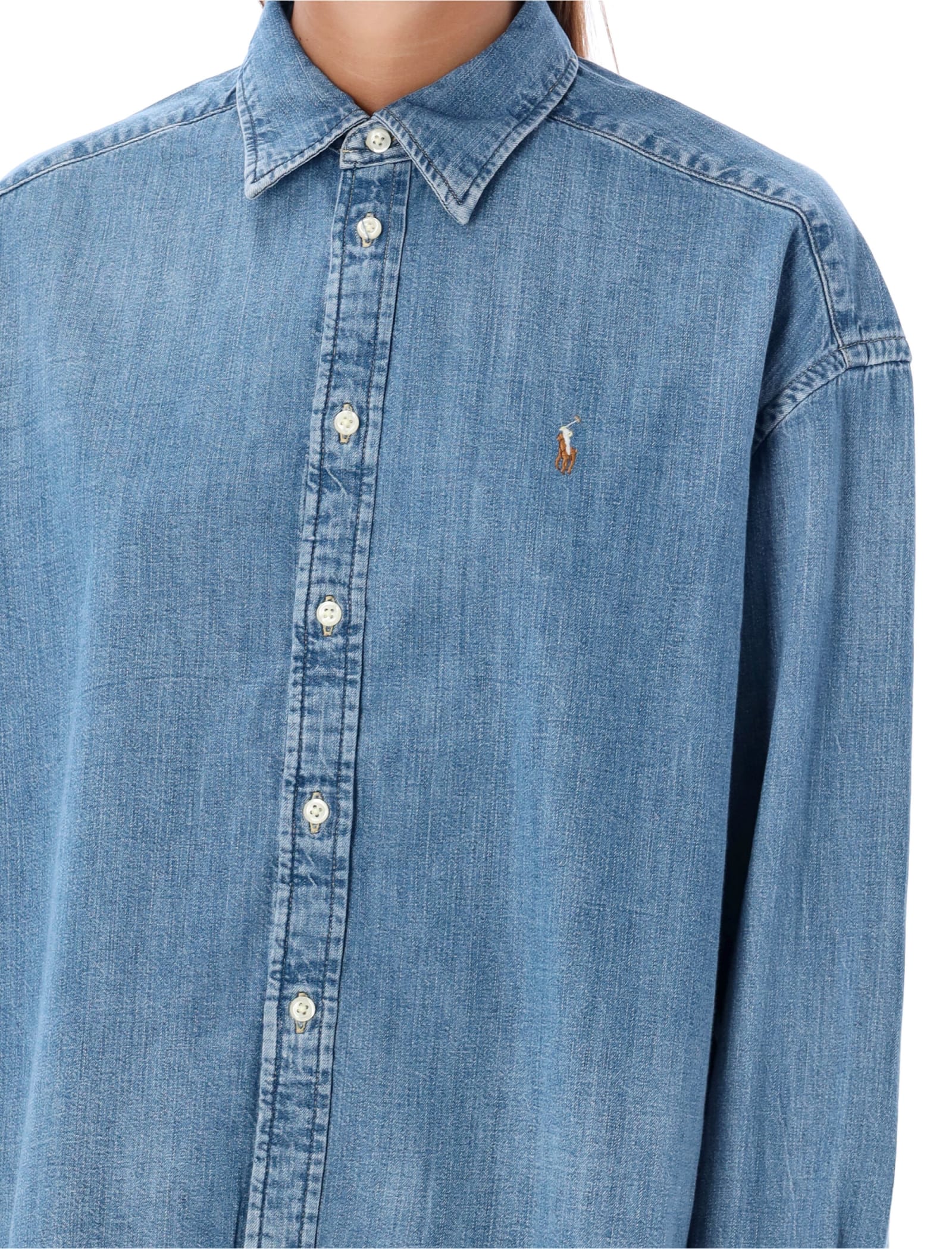 Shop Ralph Lauren Chambray Shirt In Zaia Wash