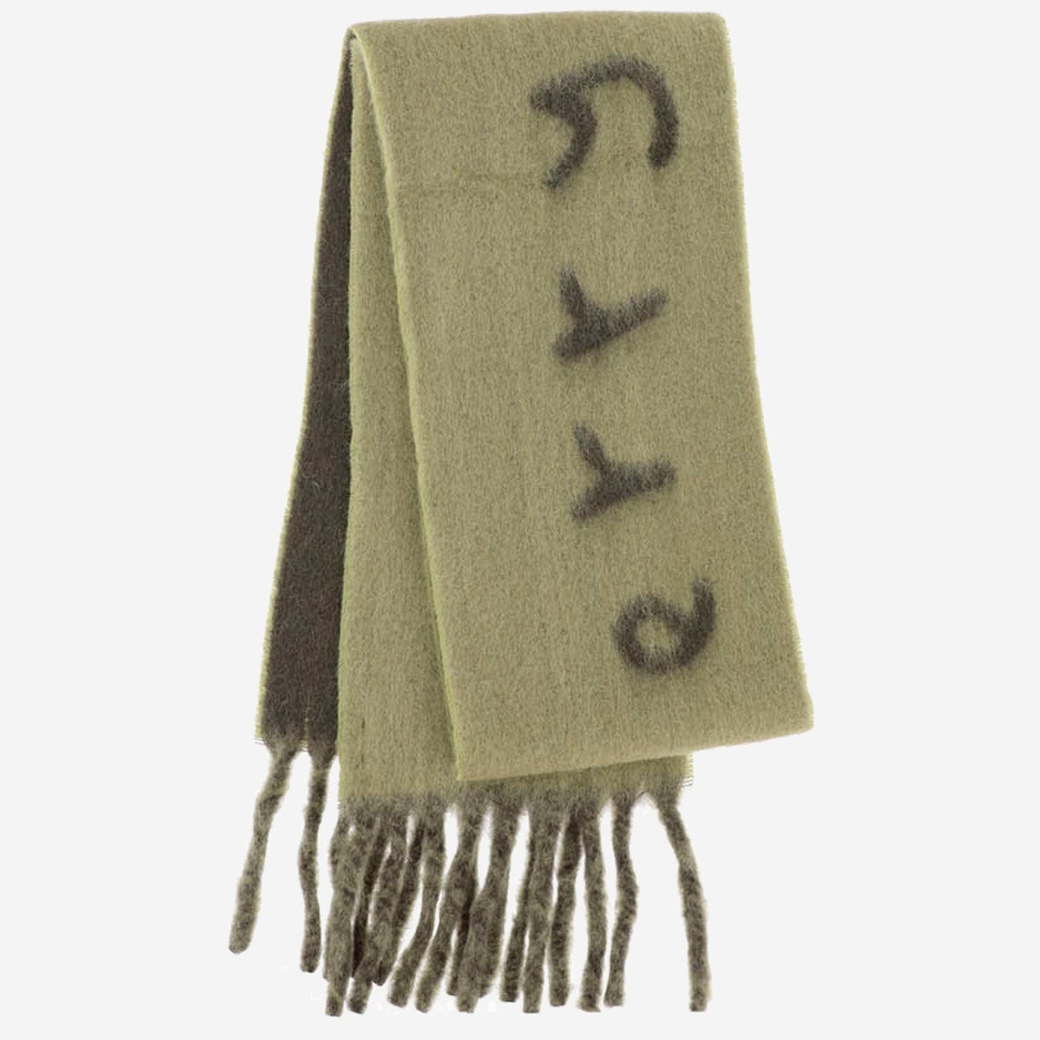 Shop Burberry Alpaca Wool Blend Scarf With Logo In Green