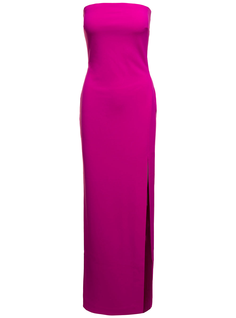 Fuchsia Maxi zora Dress With Deep Front Vent In Polyester Woman