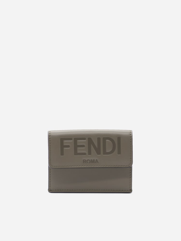 Fendi Tri-fold Leather Wallet With Logo Lettering