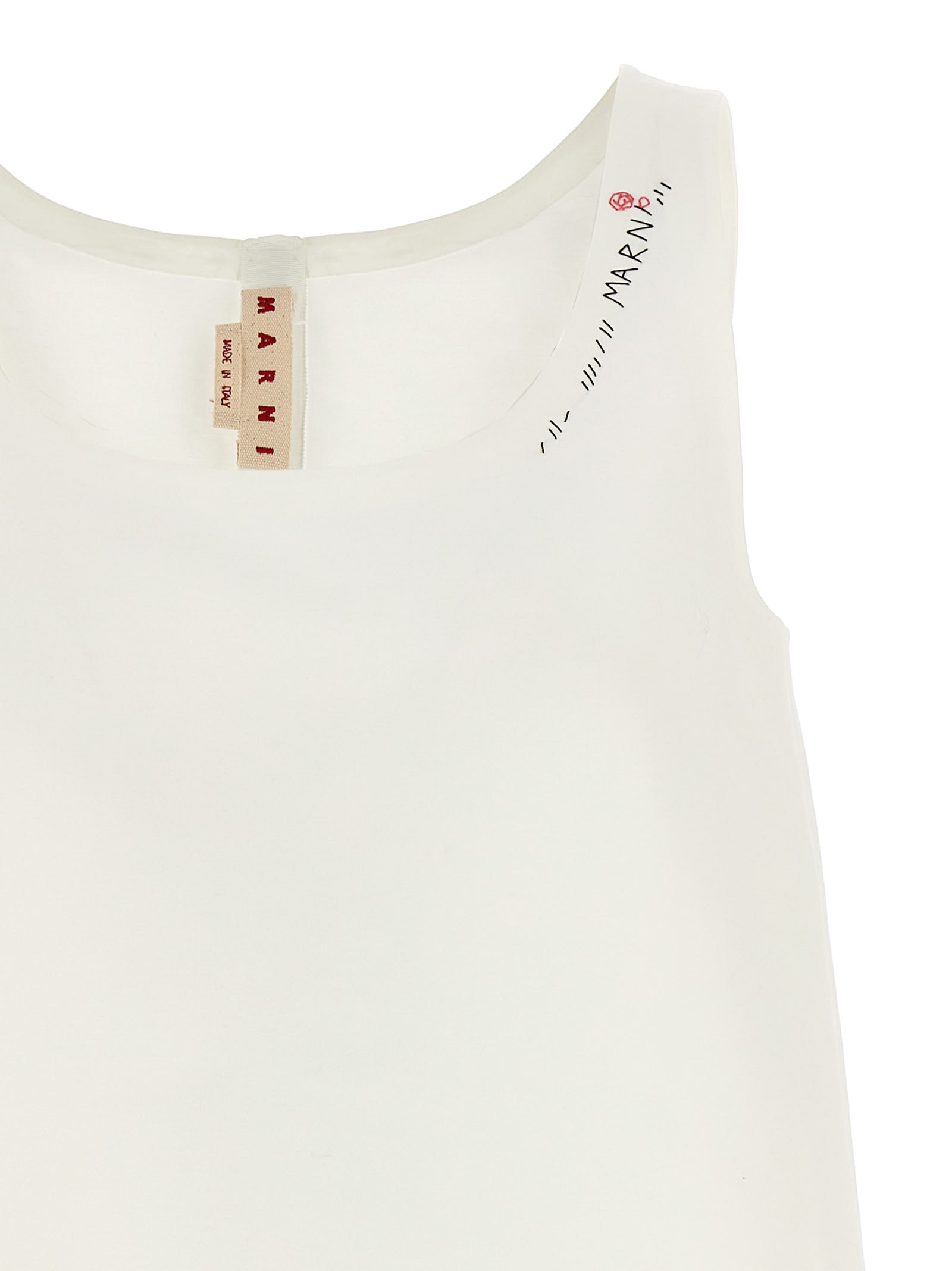 Shop Marni Logo Embroidery Dress In White
