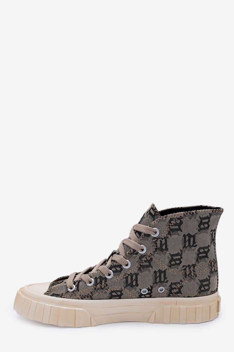 Misbhv Army Monogram Canvas Sneakers In Beige