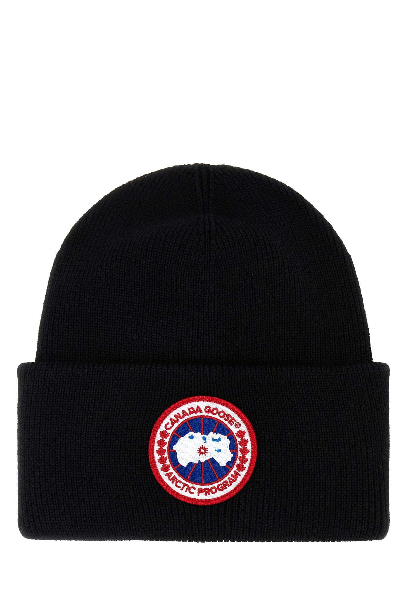 Shop Canada Goose Black Wool Beanie Hat In 61