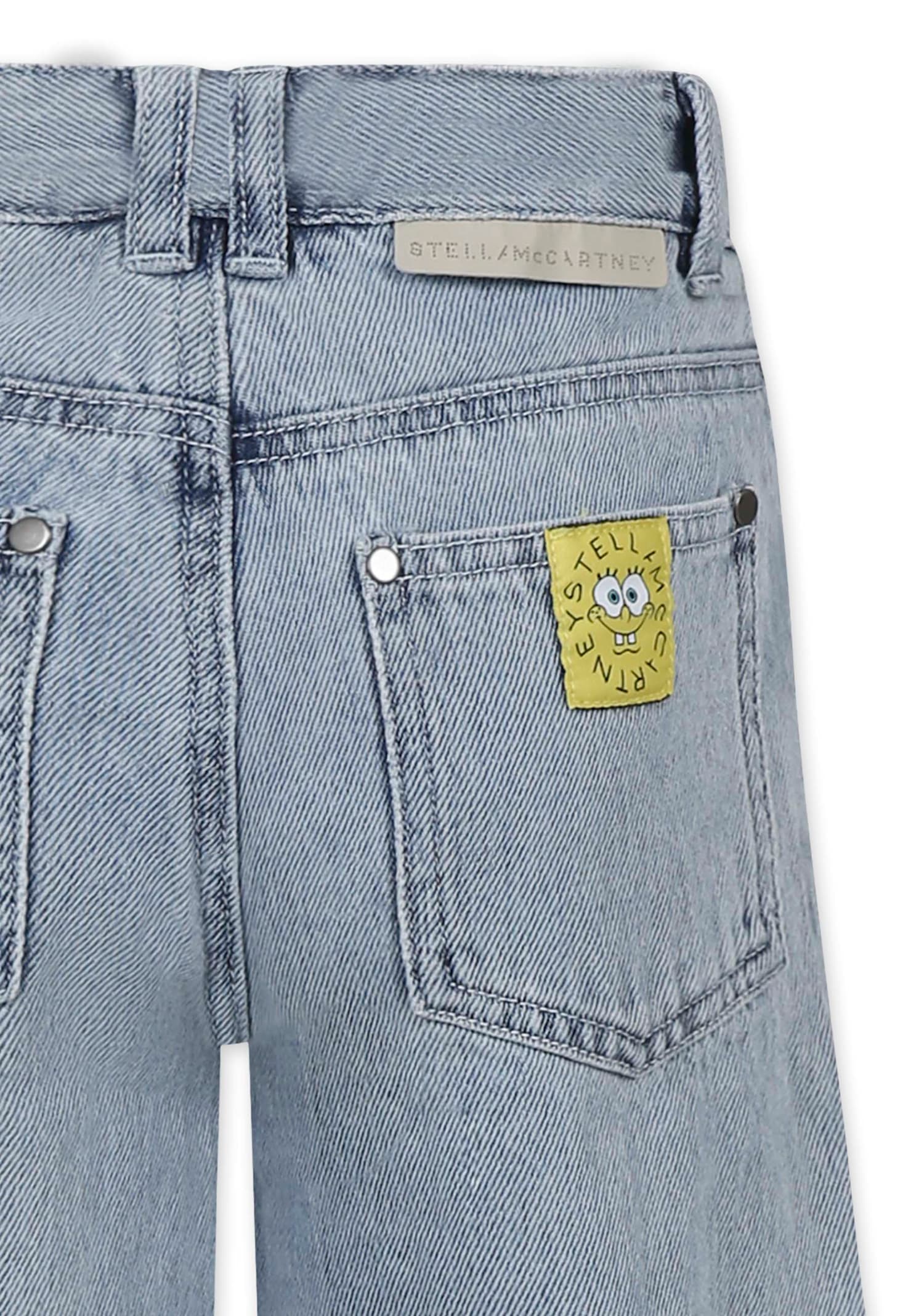 Stella Mccartney Embroidered Cotton Jeans In Denim