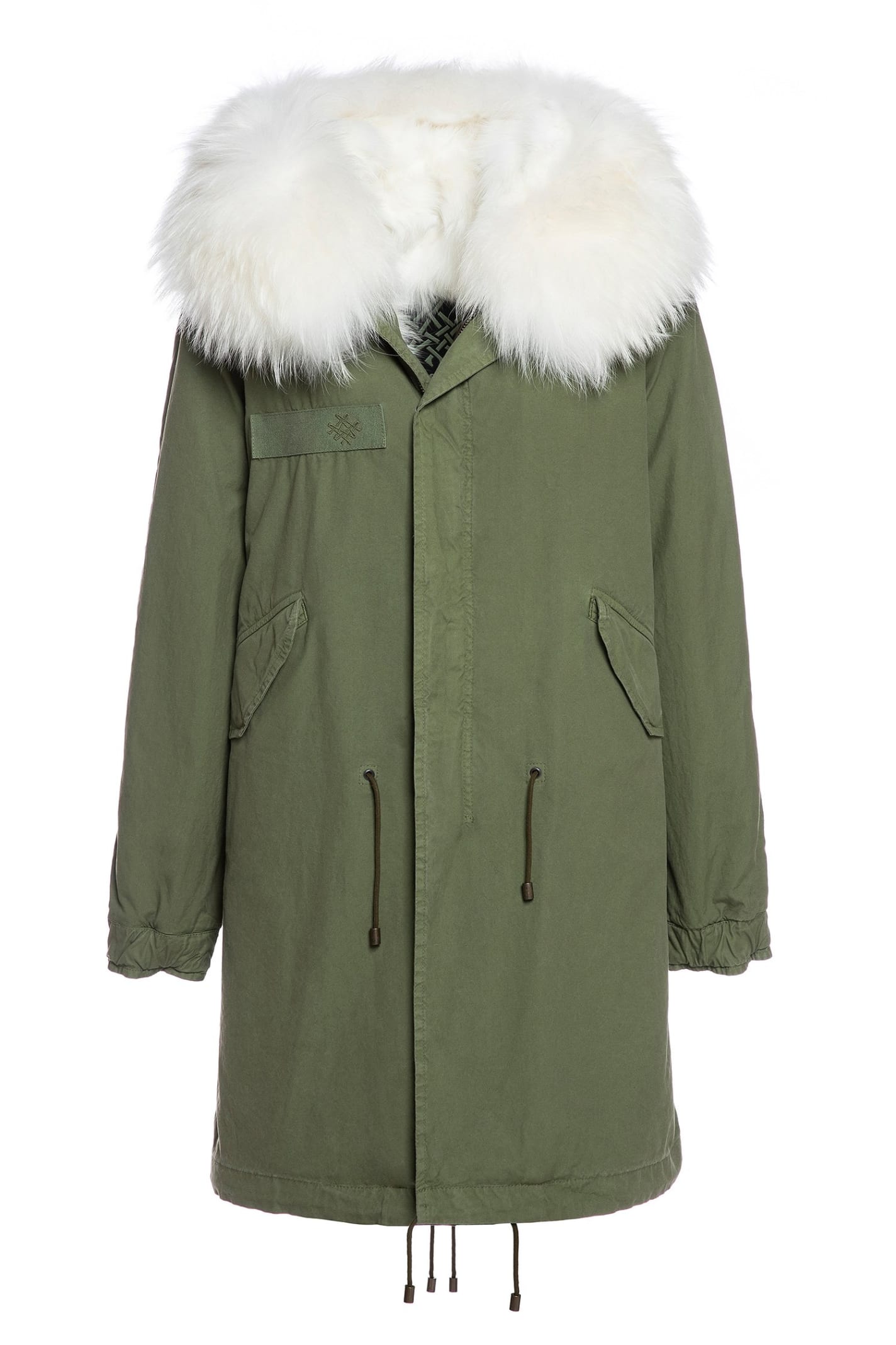 Mr & Mrs Italy Army Cotton Canvas Parka With Fox Fur Lining