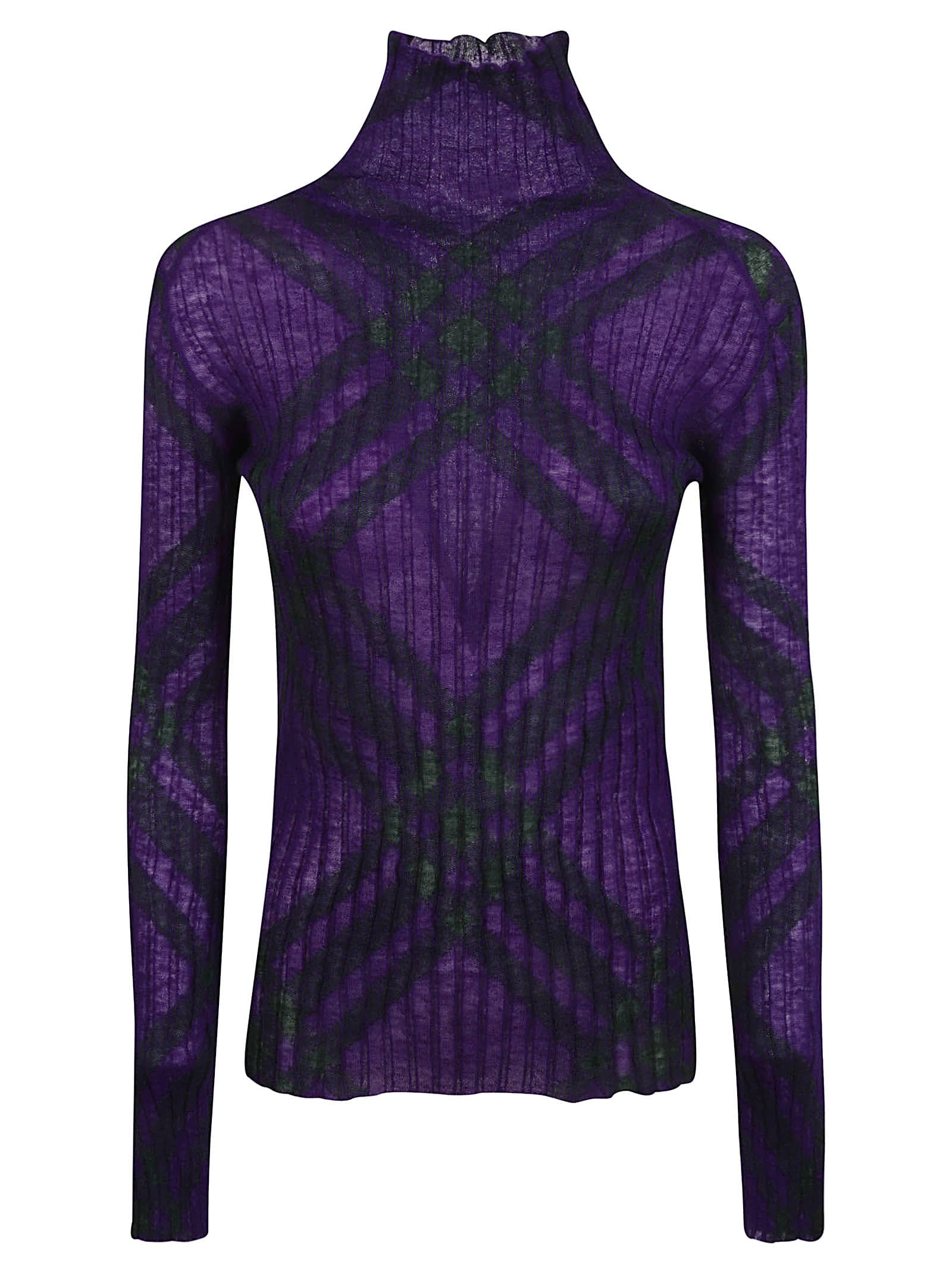 Burberry Plaid-check Mohair-blend Jumper In Green