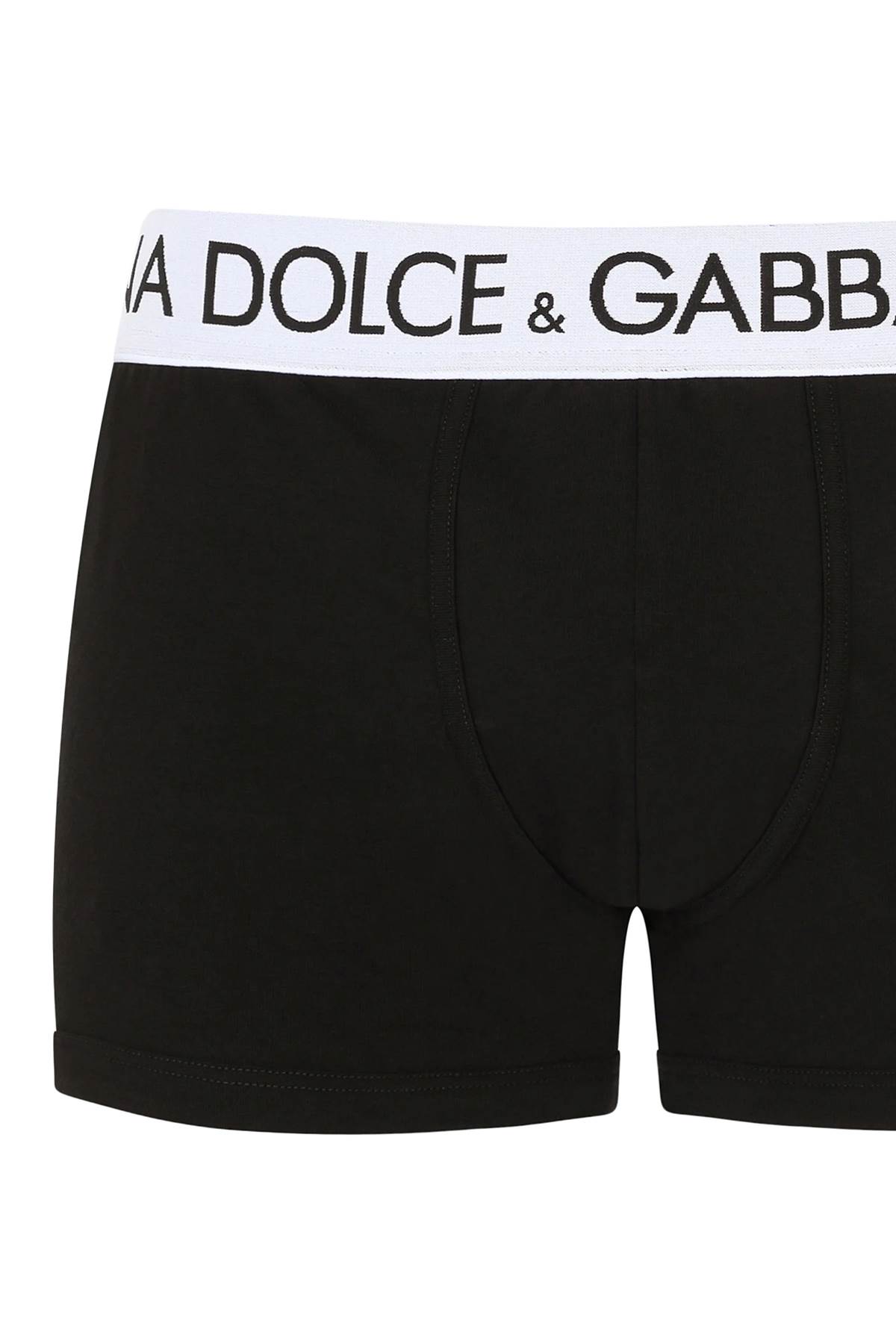Shop Dolce & Gabbana Cotton Boxer Briefs With Logo Band In Nero