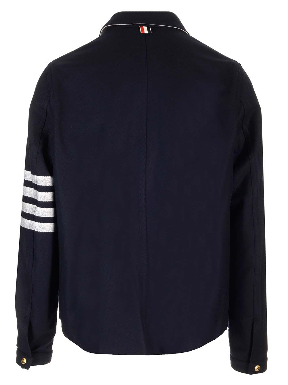 Shop Thom Browne Wool Cashmere 4-bar Utility Jacket In Blue