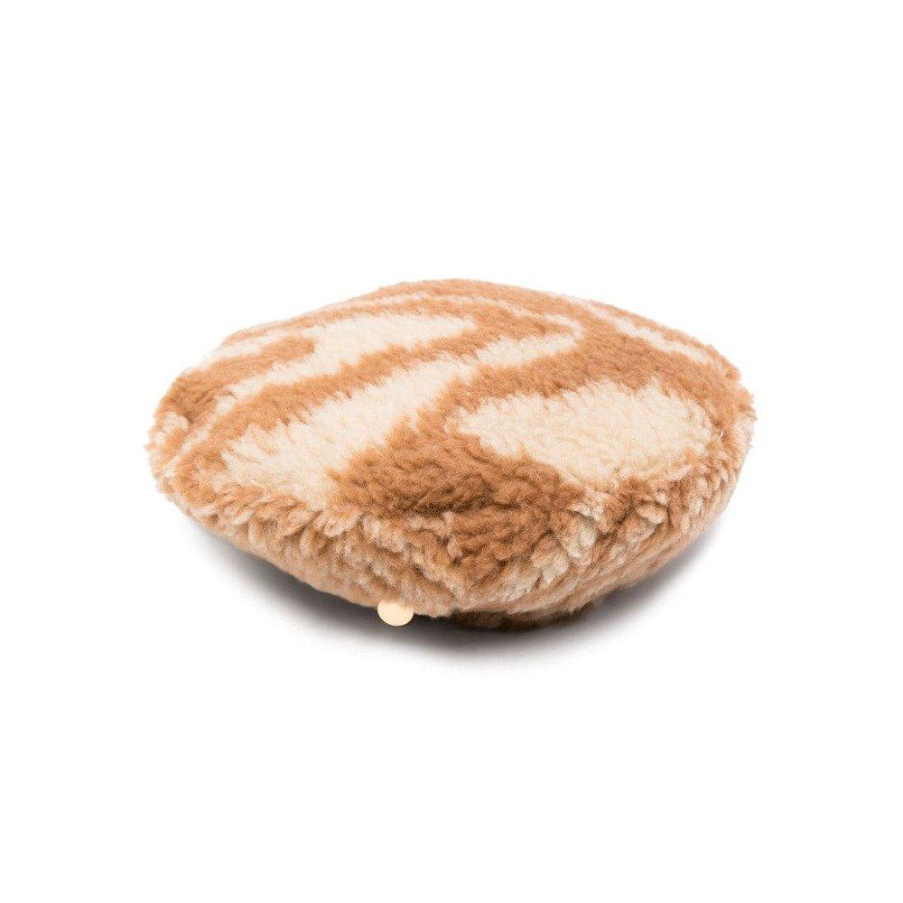 Shop Stella Mccartney Abstract-pattern Printed Logo Plaque Beret In Neutrals