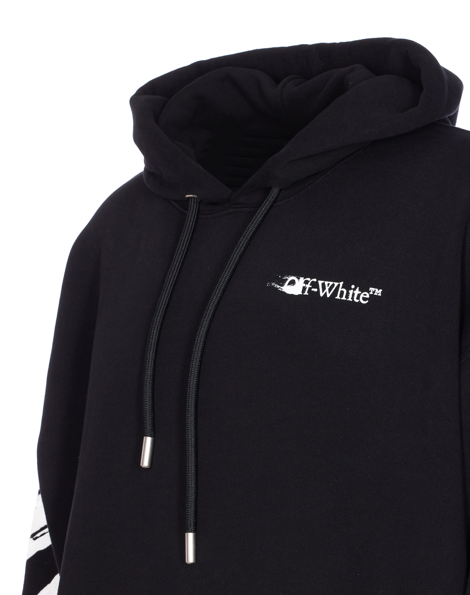 Off-white Ink Arrow Black Cotton Skate Hoodie With Loose Fit In Black