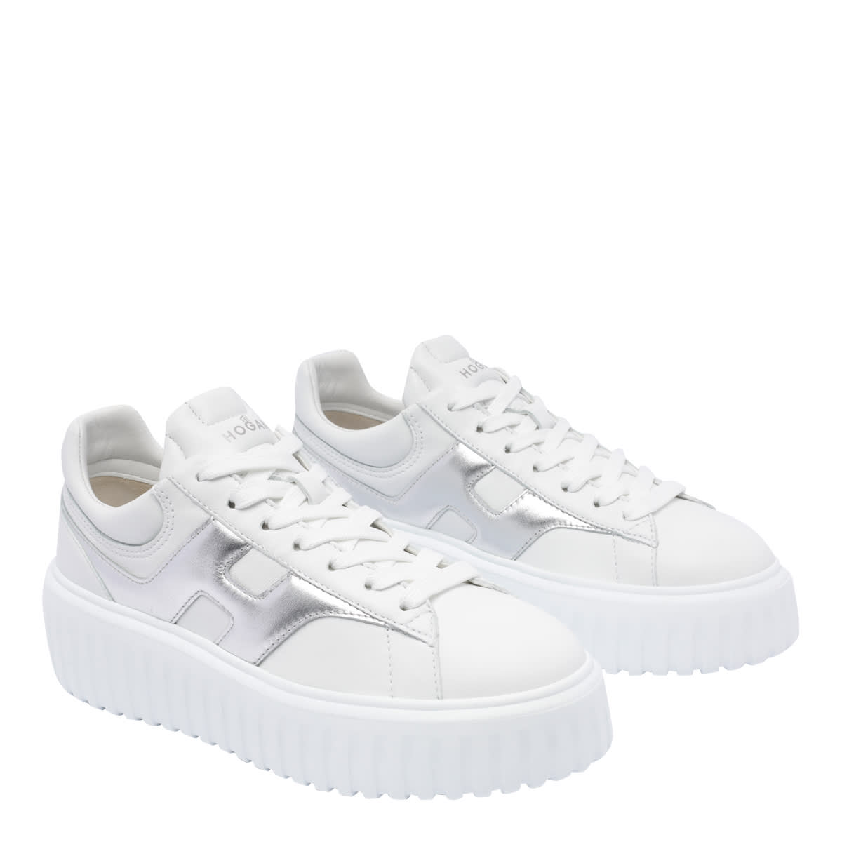 Hogan H-stripes Leather Sneakers In White