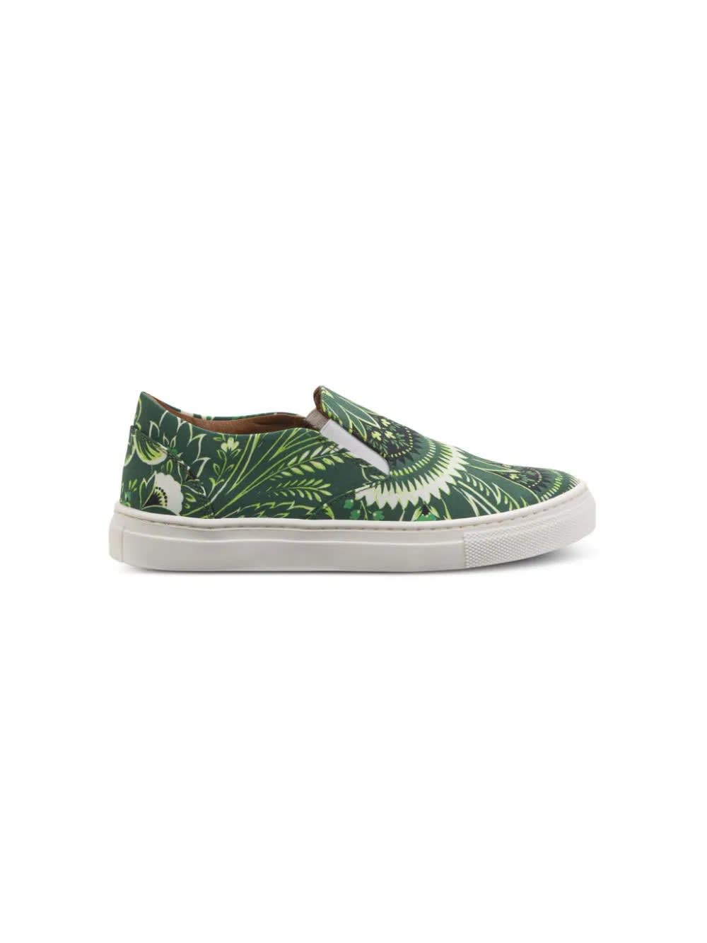 Shop Etro Sneakers With Green Paisley Print