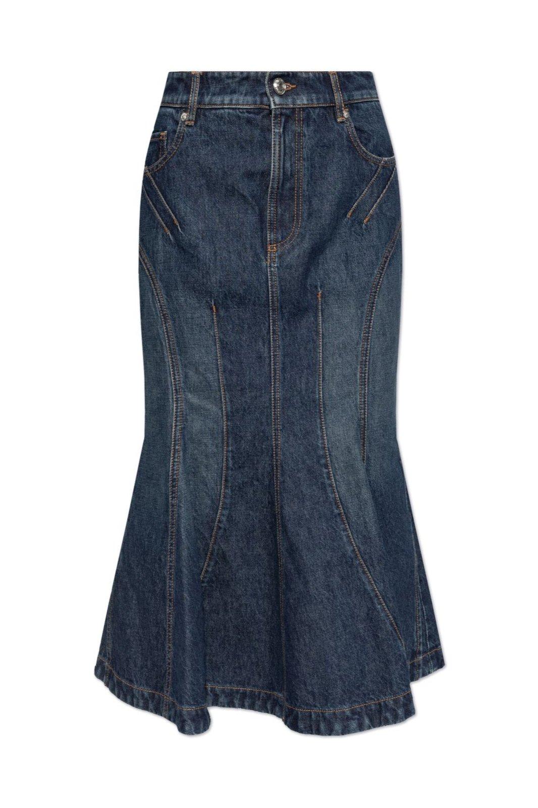 Casa Flared Denim Midi Skirt