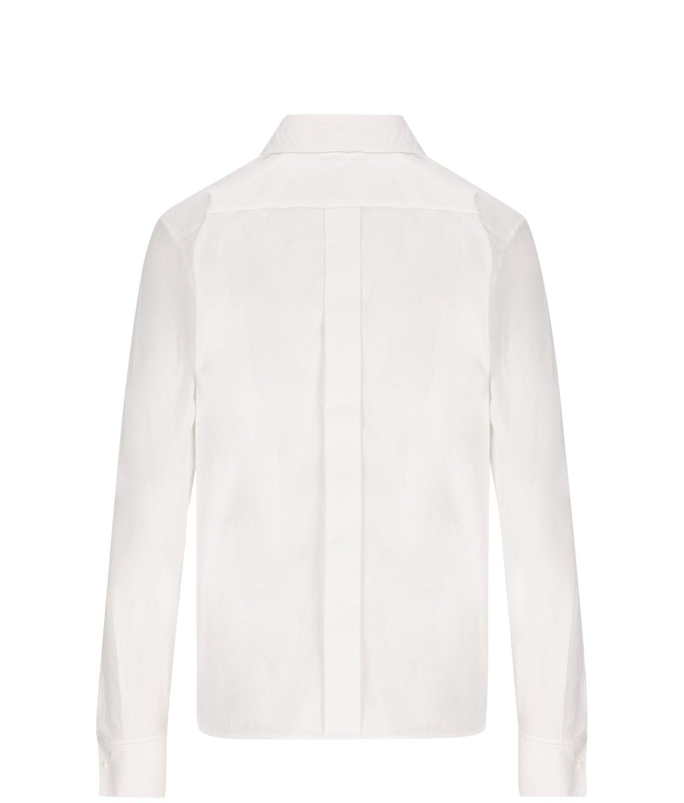 Brunello Cucinelli Embellished Stretch Poplin Shirt In Bianco