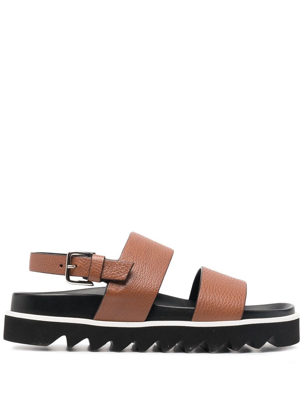 Parosh Brown Leather Sandals With Non-slip Sole