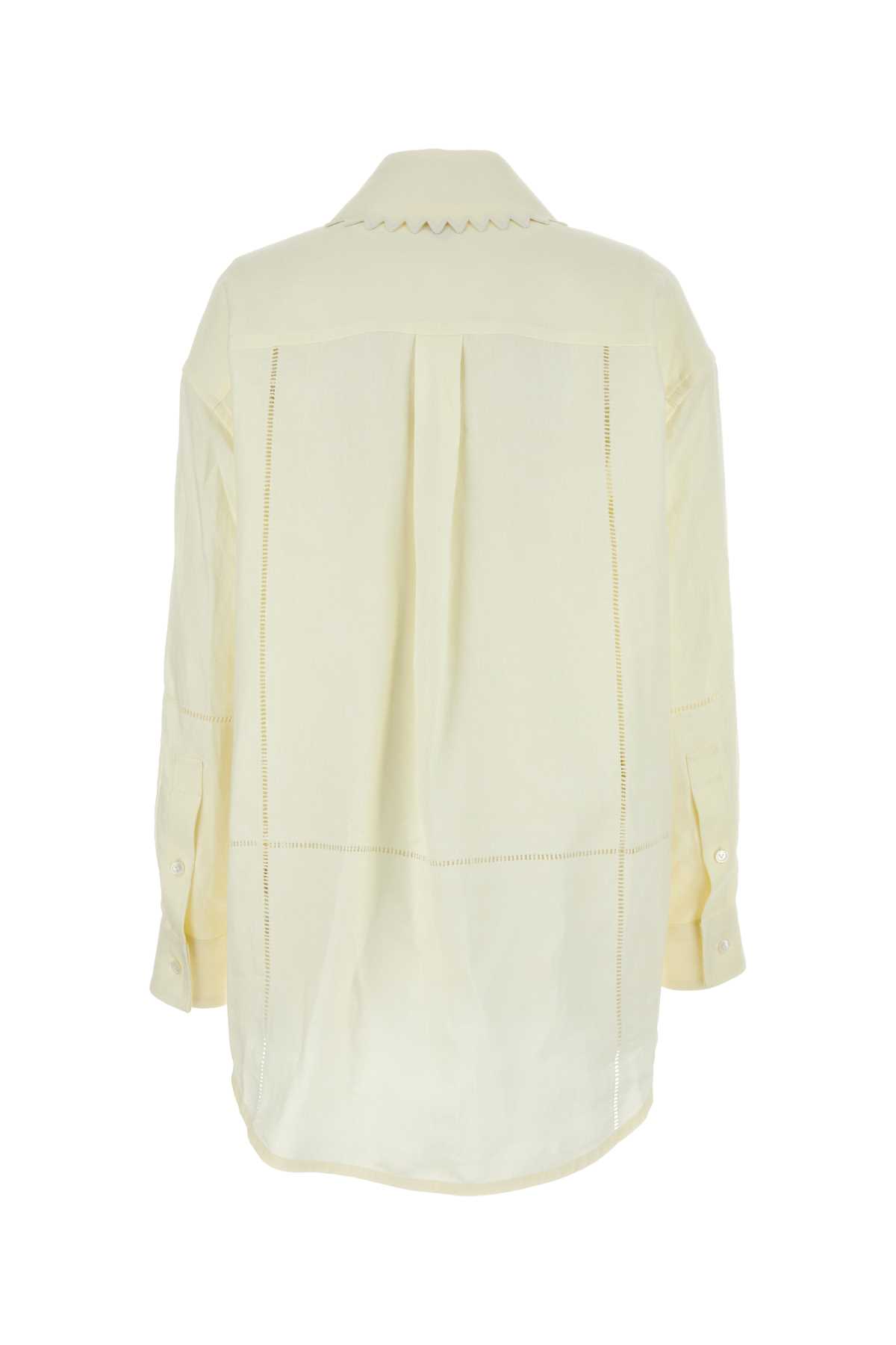 Shop Bottega Veneta Cream Linen Shirt In Gesso