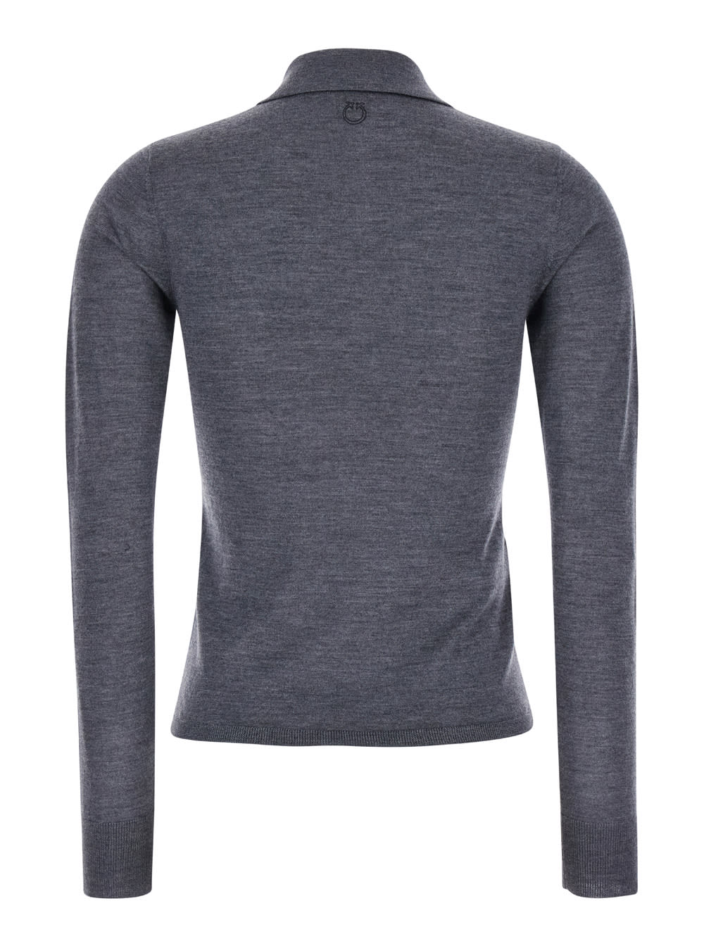 Shop Pinko Liquoroso Grey Long-sleeve Polo Shirt In Wool Woman