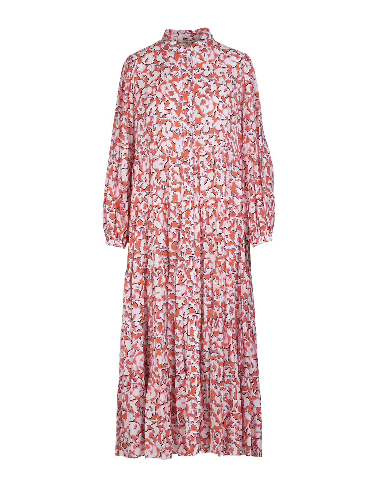 Diane Von Furstenberg Ivory Gal Printed Floral Motif Midi Dress