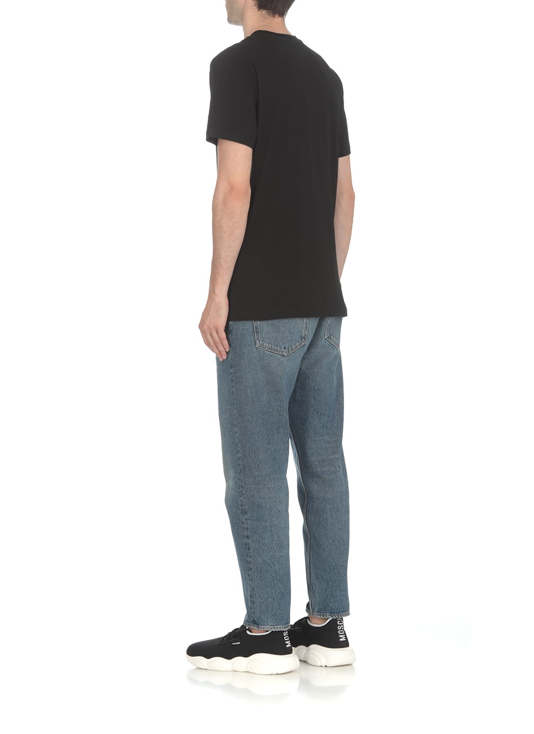 Moschino Black Double Question Mark Logo T-shirt In Black