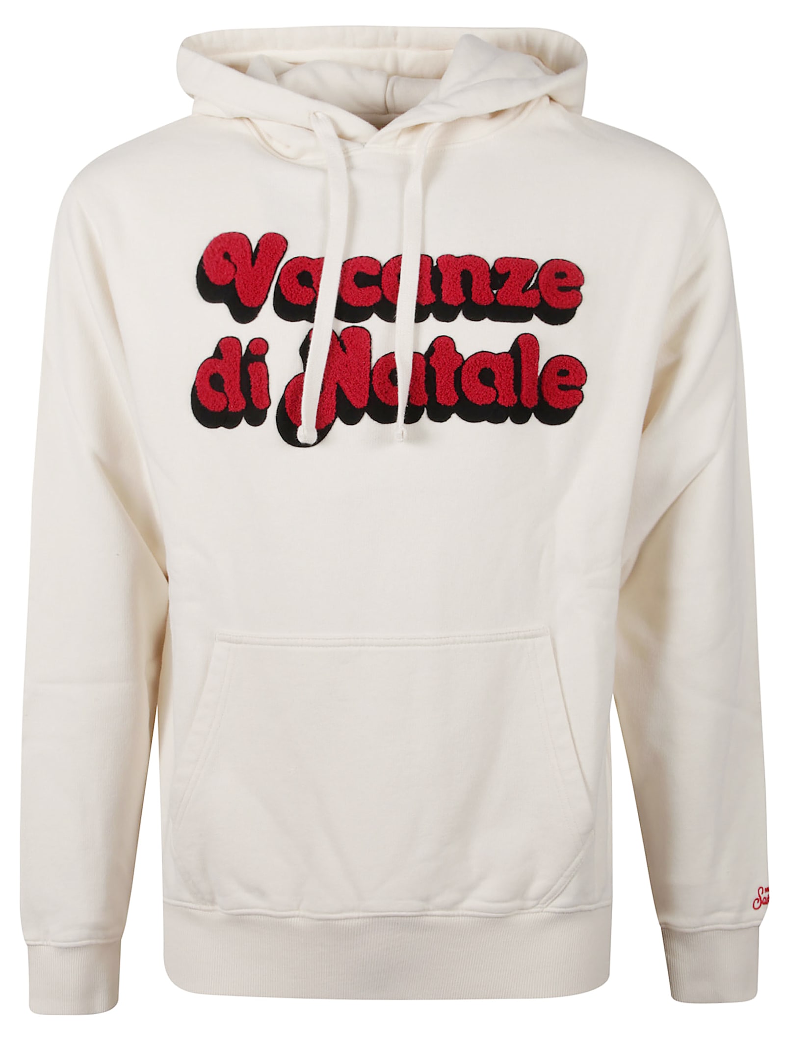 Mc2 Saint Barth Vacanze Di Natale Printed Drawstring Hoodie In White
