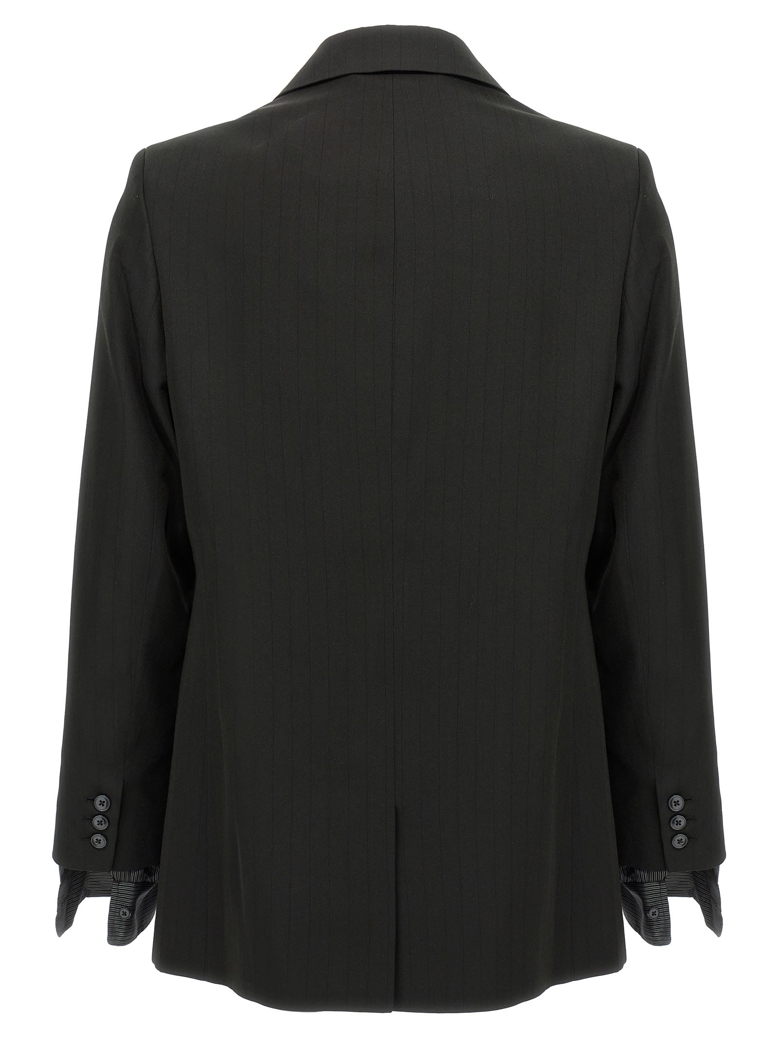 Shop Martine Rose Striped Double-breasted Blazer In Black