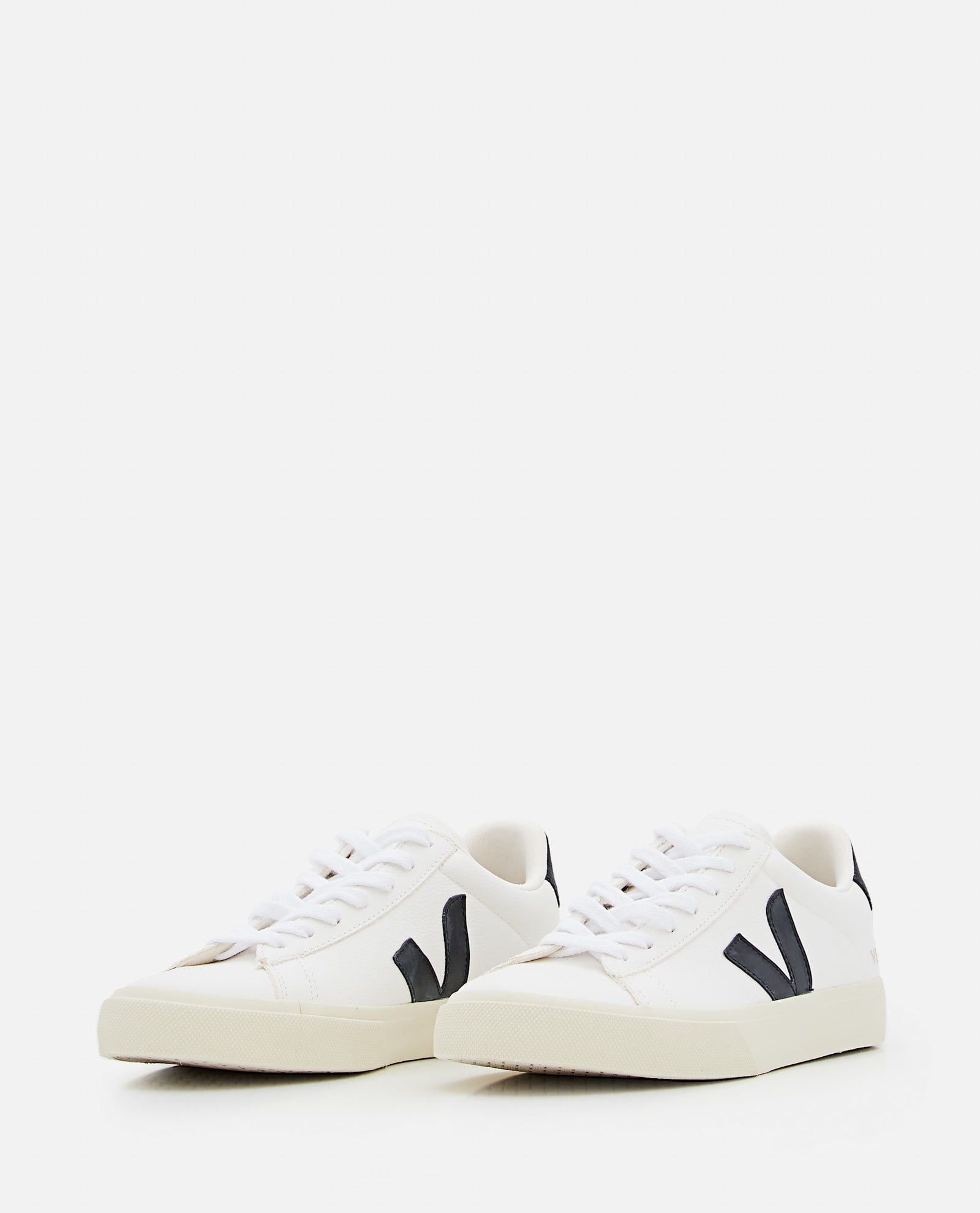 Veja Campo White And Black Low Top Sneakers In Vegan Leather Unisex In Yellow