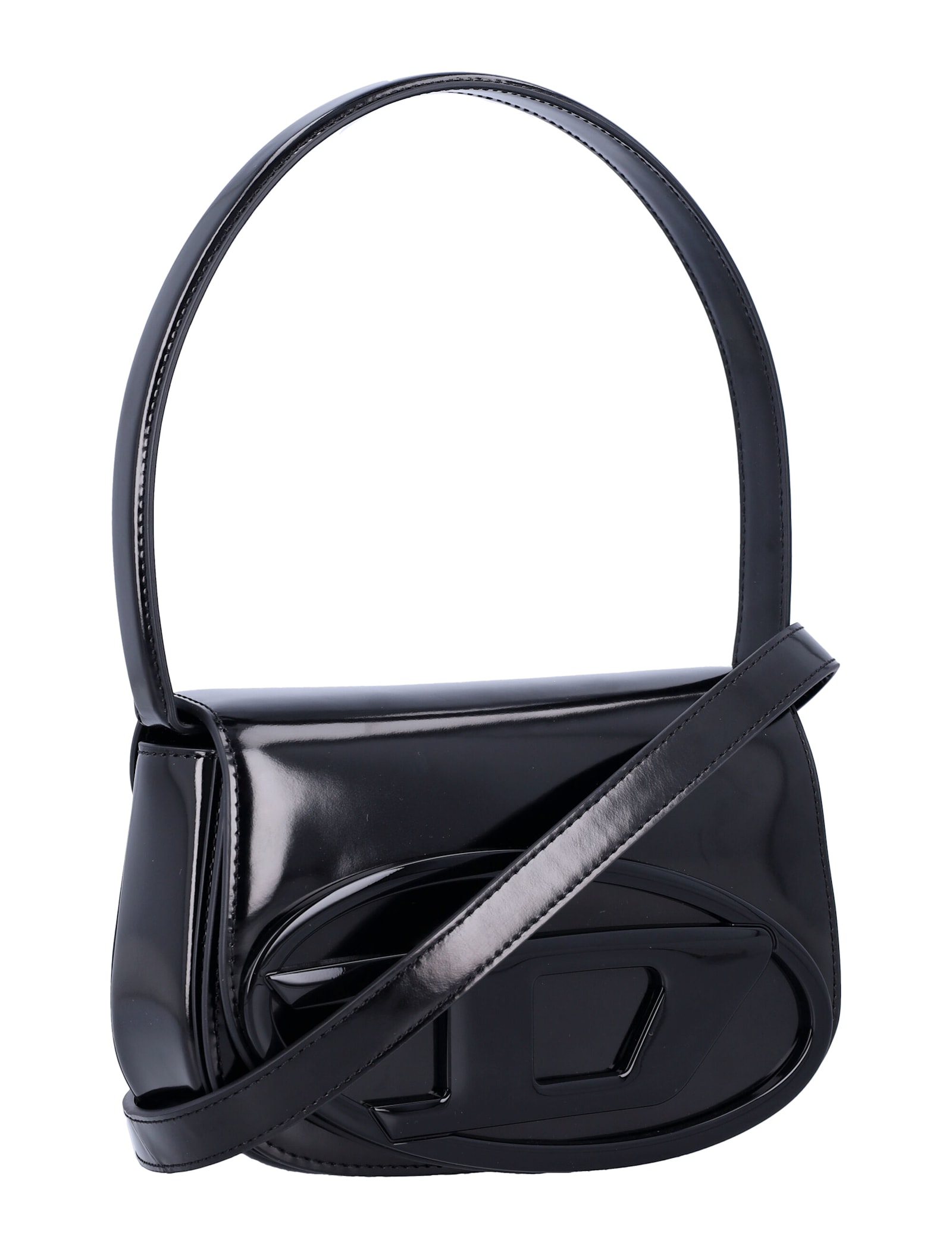 Diesel 1dr Mirror Leather Shoulder Bag In Black