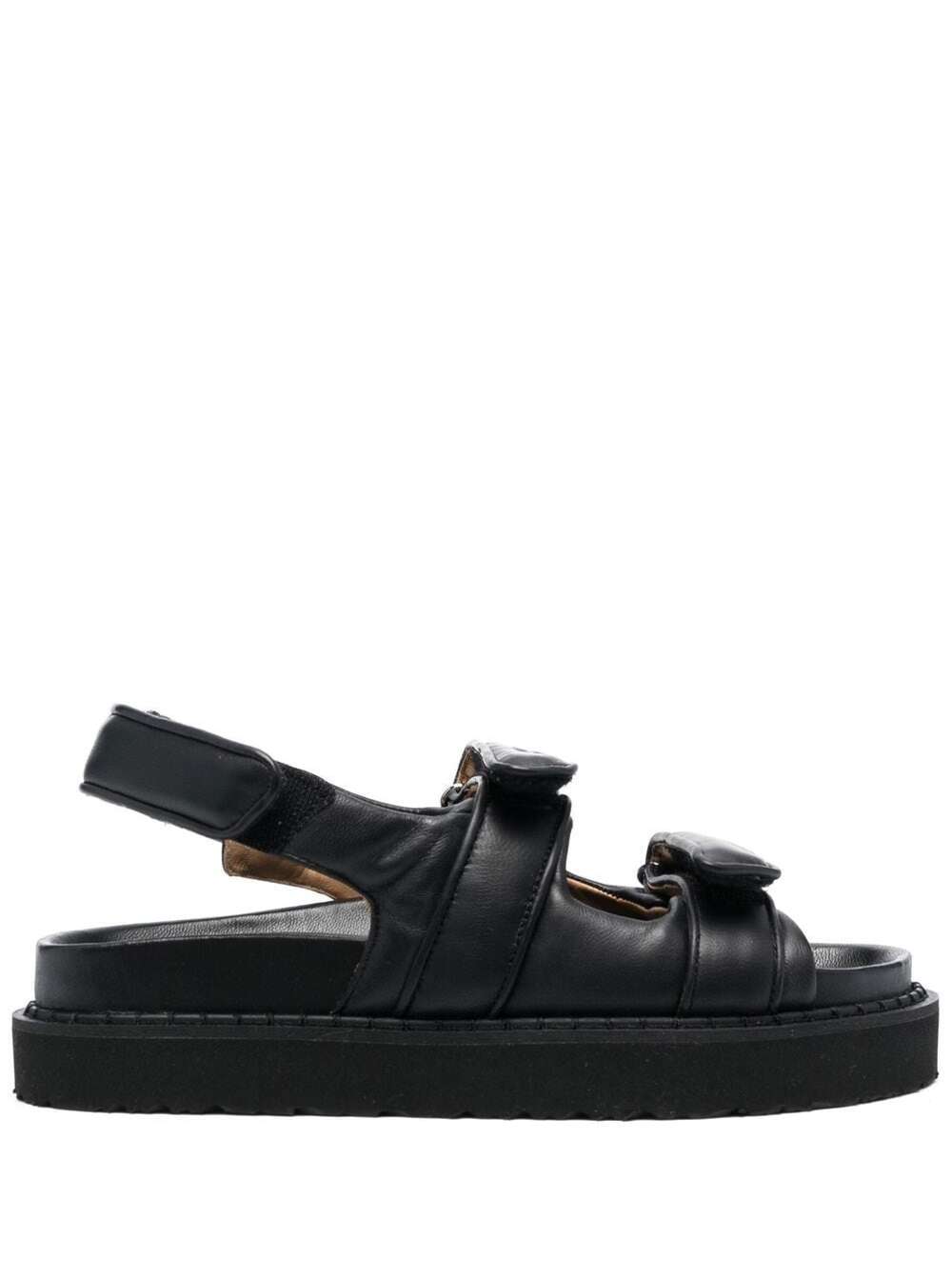 ISABEL MARANT BLACK TOUCH-STRAP PLATFORM SANDALS IN LEATHER WOMAN