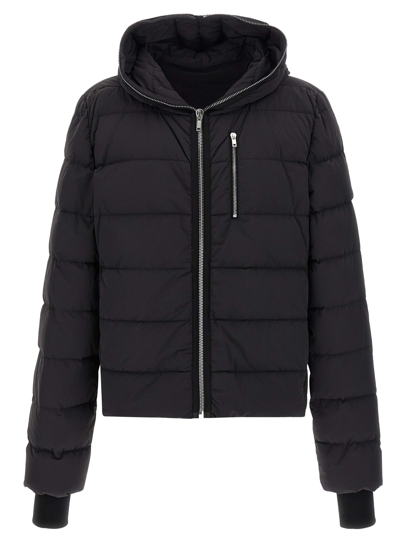 Rick Owens Hooded Down Jacket In Black