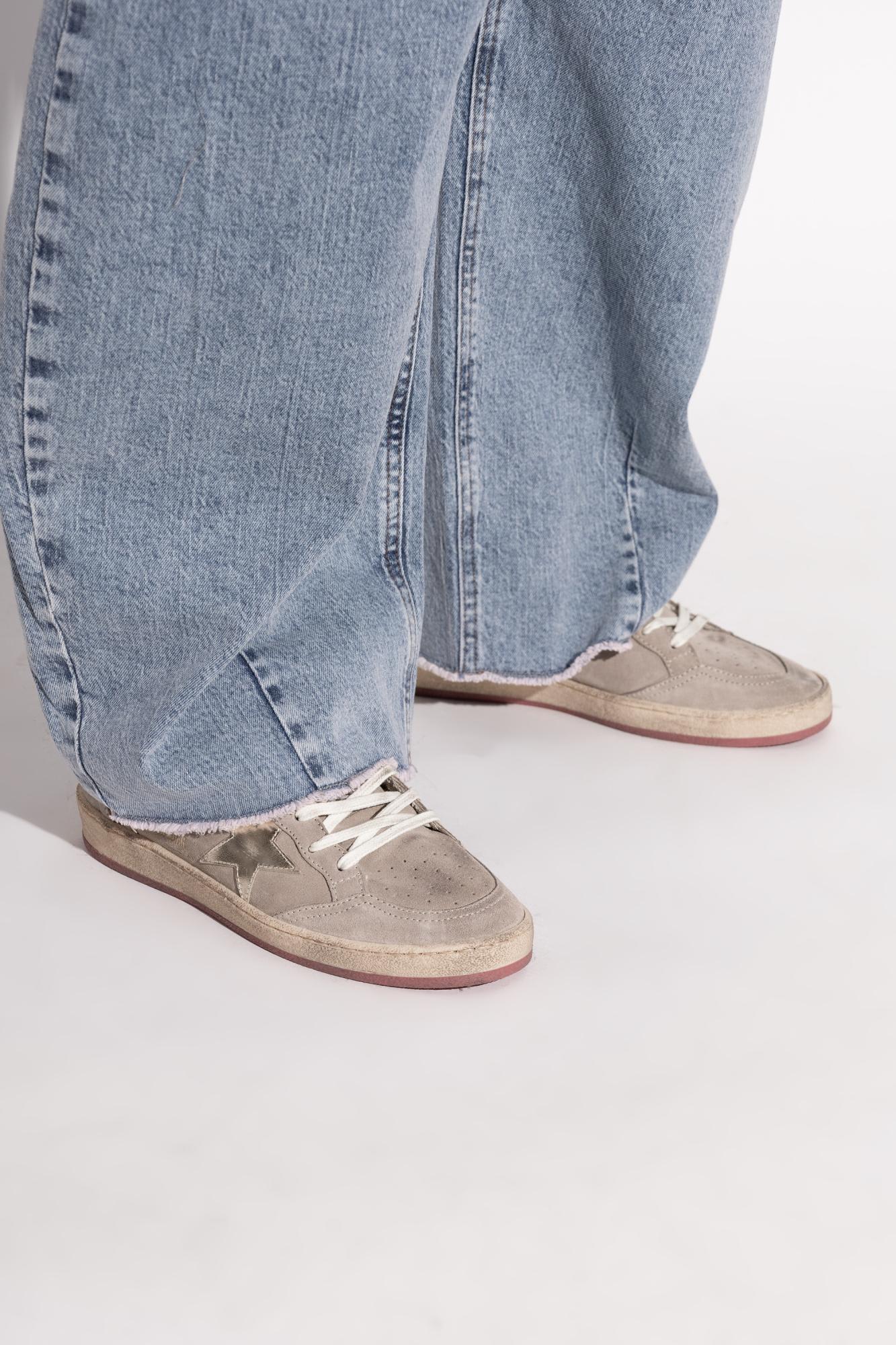 Golden Goose Light Beige Suede Sneakers With Star Detail In Pink