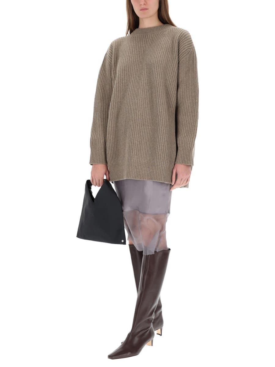 Mm6 Maison Margiela Wool Sweater Dress In Brown