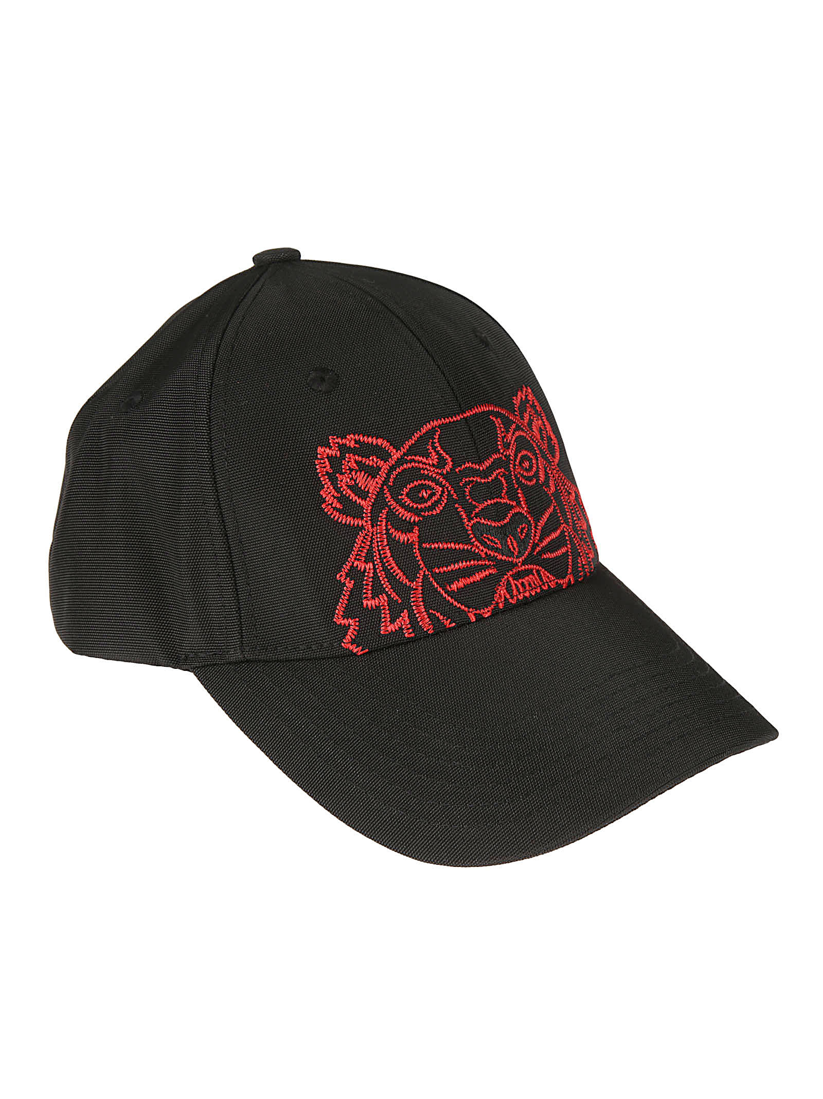 Kenzo Tiger Embroidered Cap In Black/red
