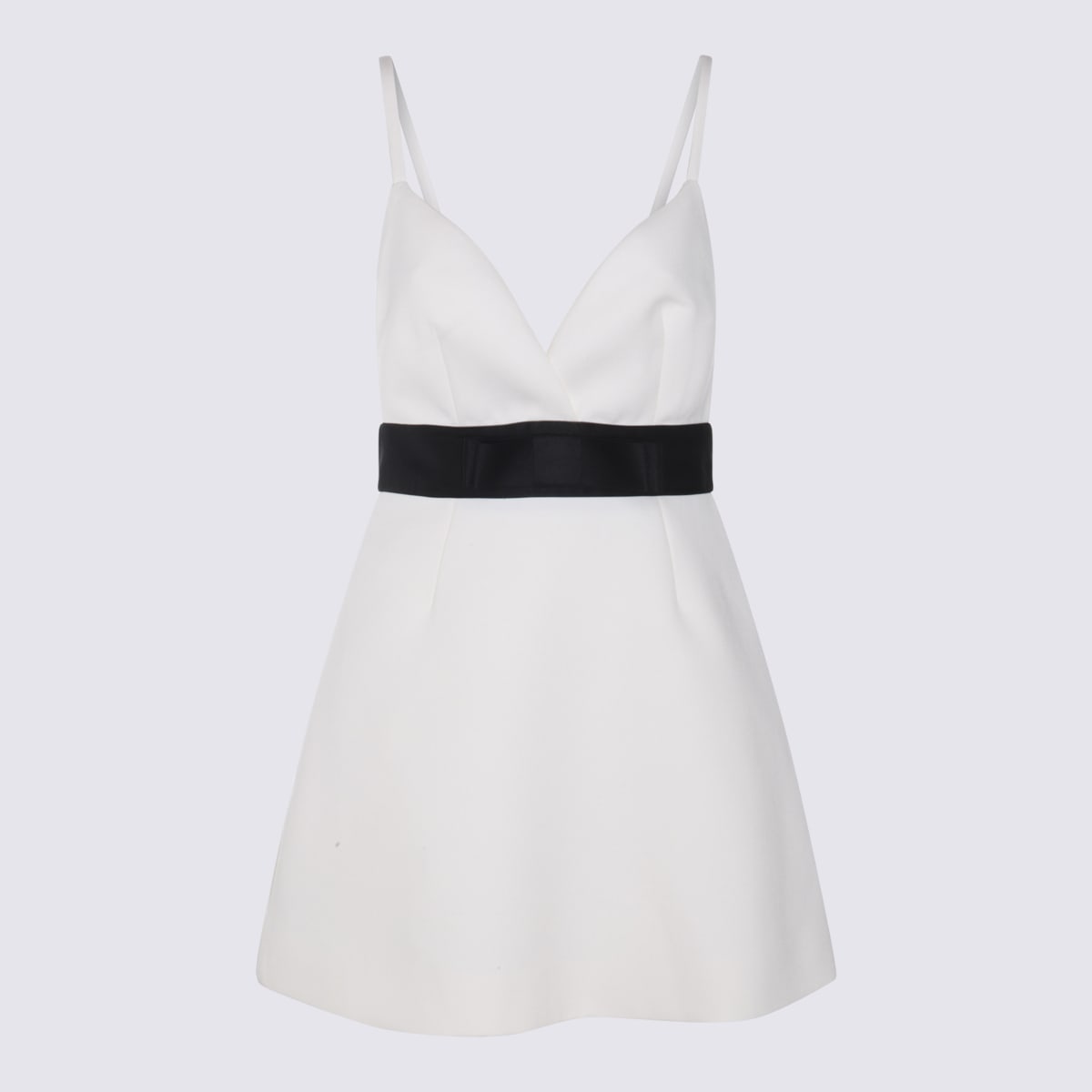 Shop Dolce & Gabbana White And Black Silk-wool Blend Dress