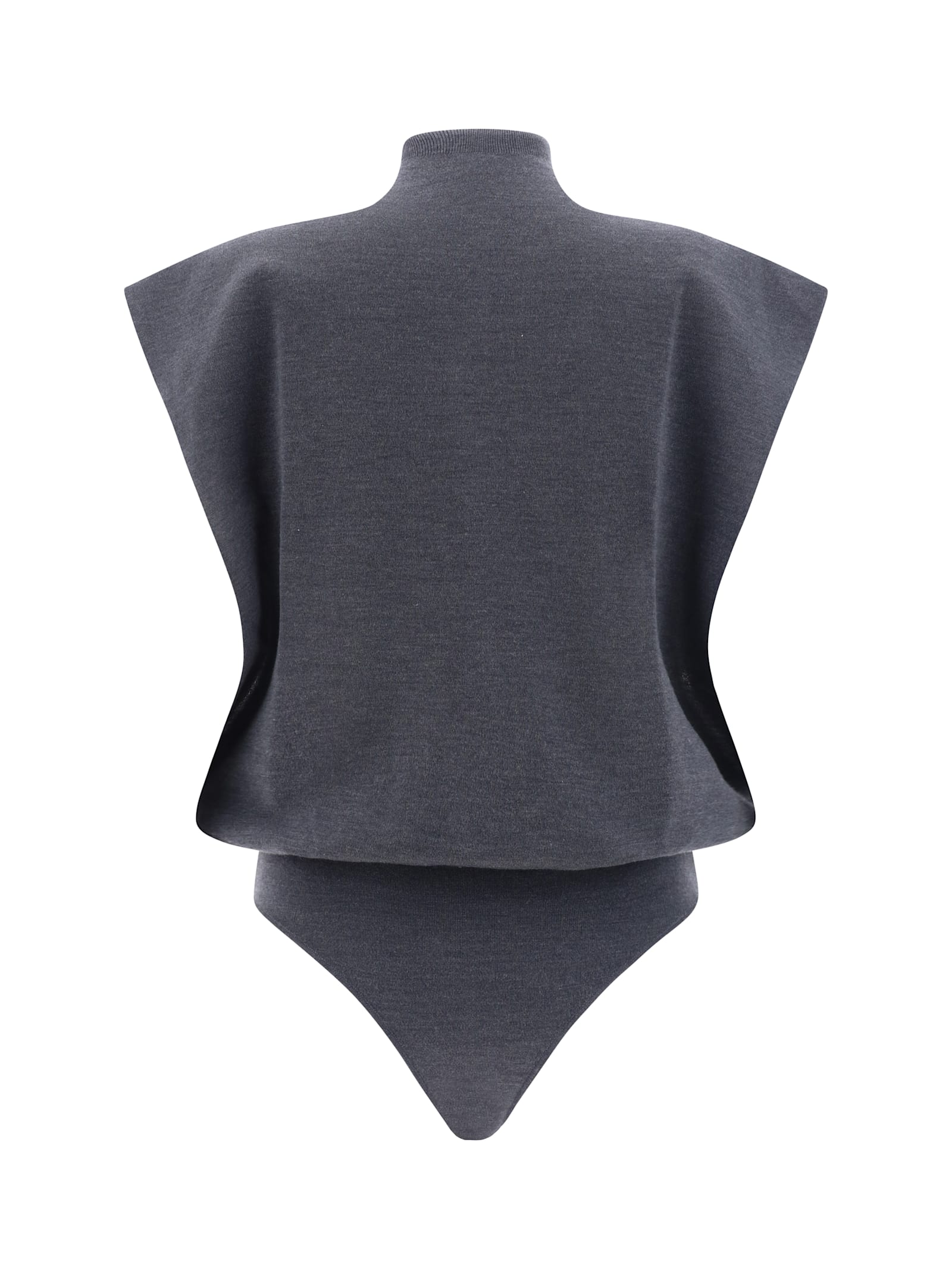 Shop Alaïa Square Bodysuit In Anthracite