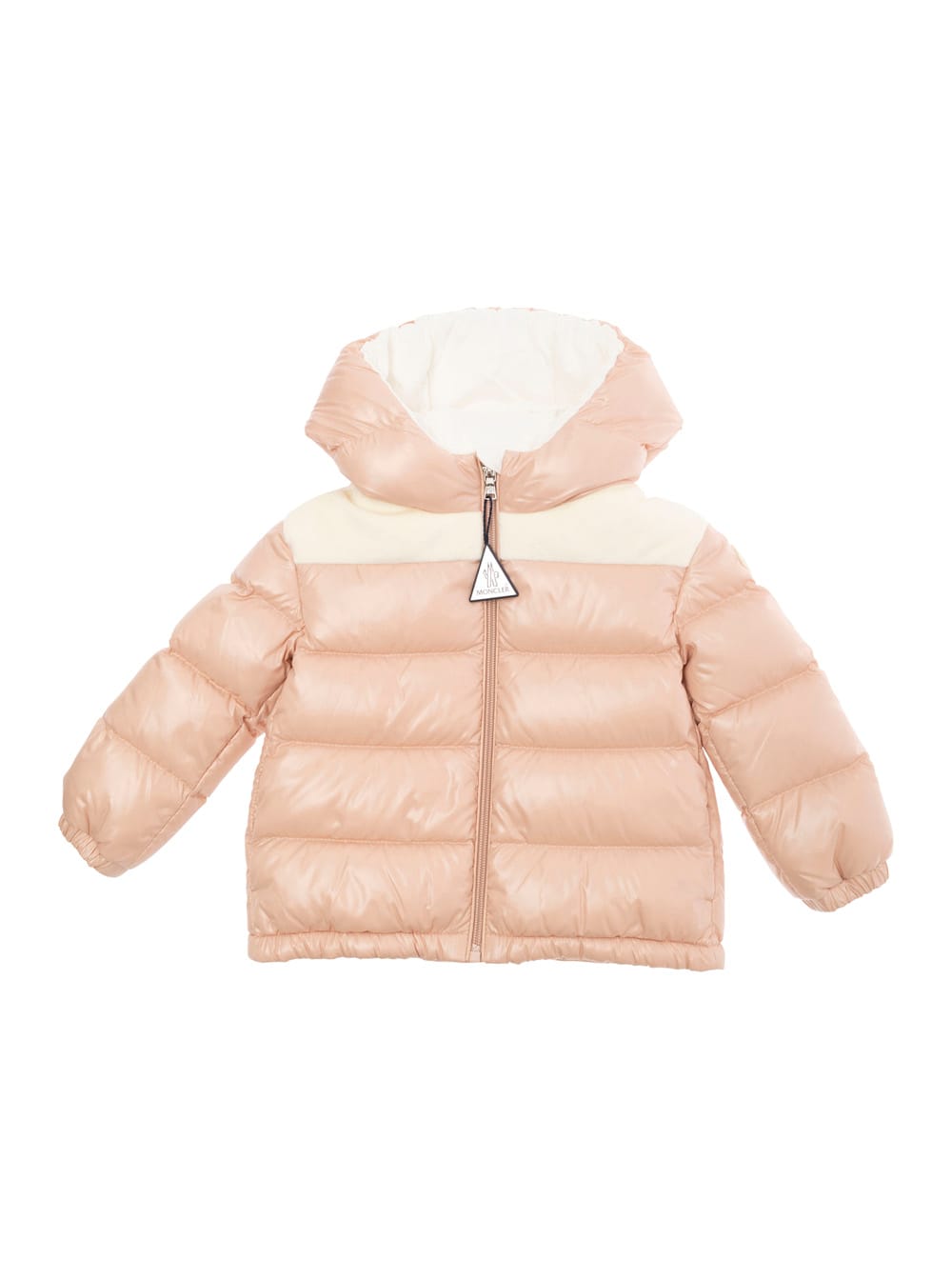 Moncler Lakisha Pink Down Jacket With Logo Patch In Tech Fabric Baby In Pink