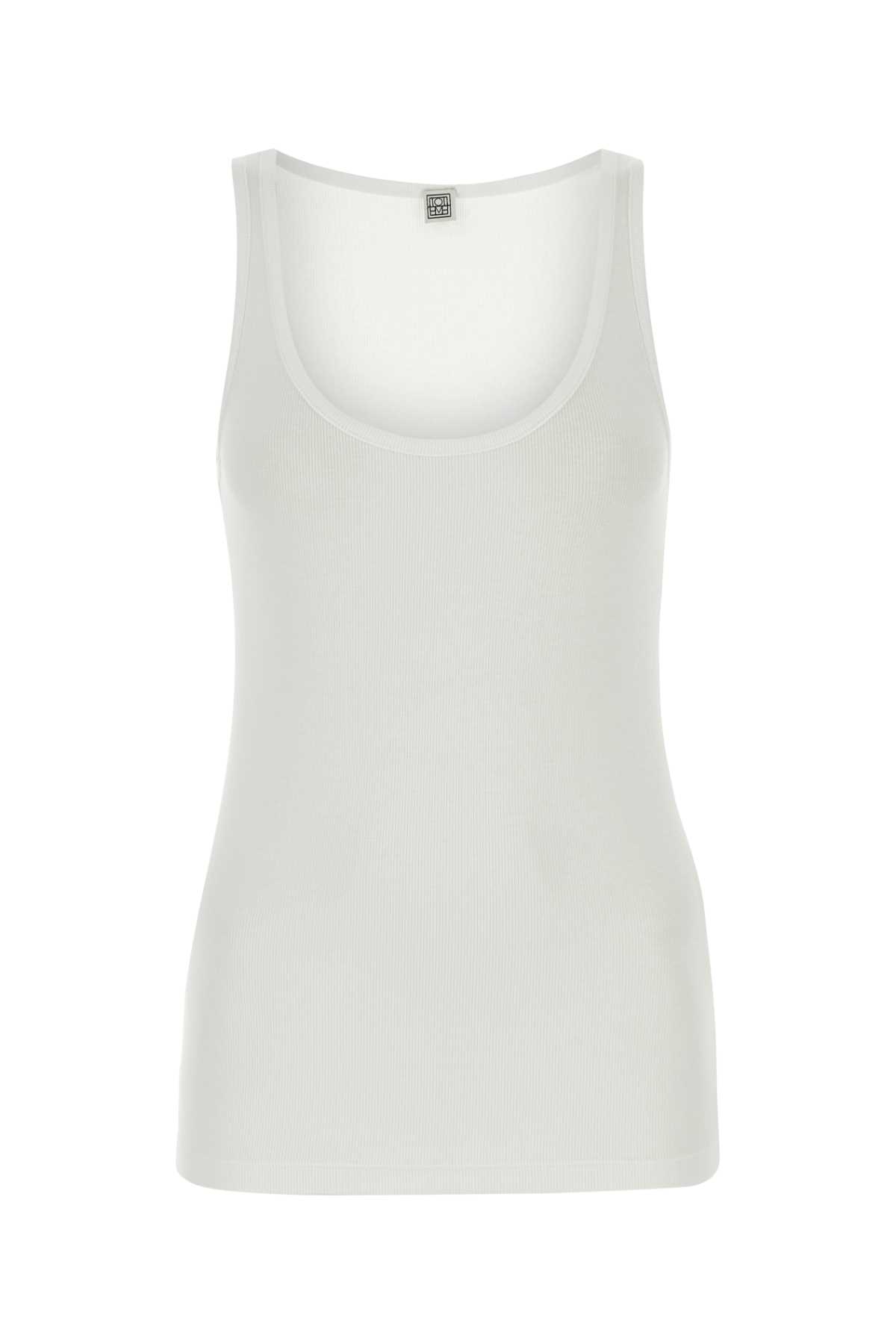 Totême White Stretch Cotton Tank Top