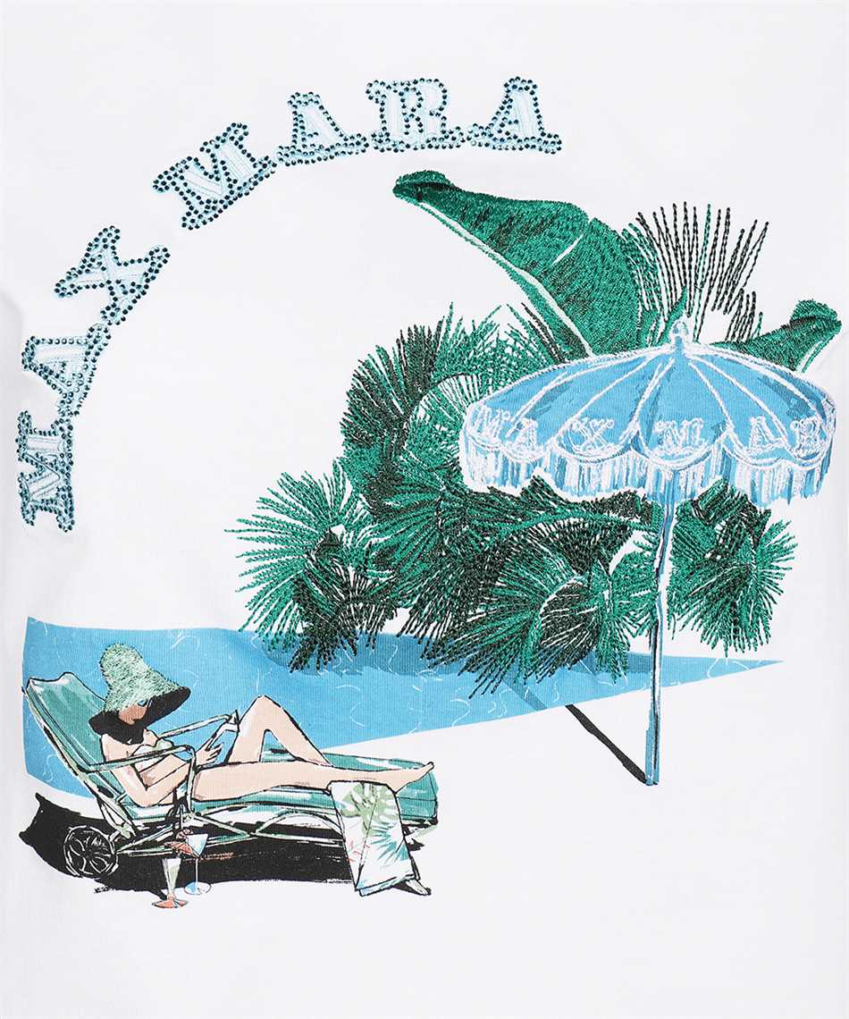 Max Mara Embroidered Beach-scene T-shirt In White
