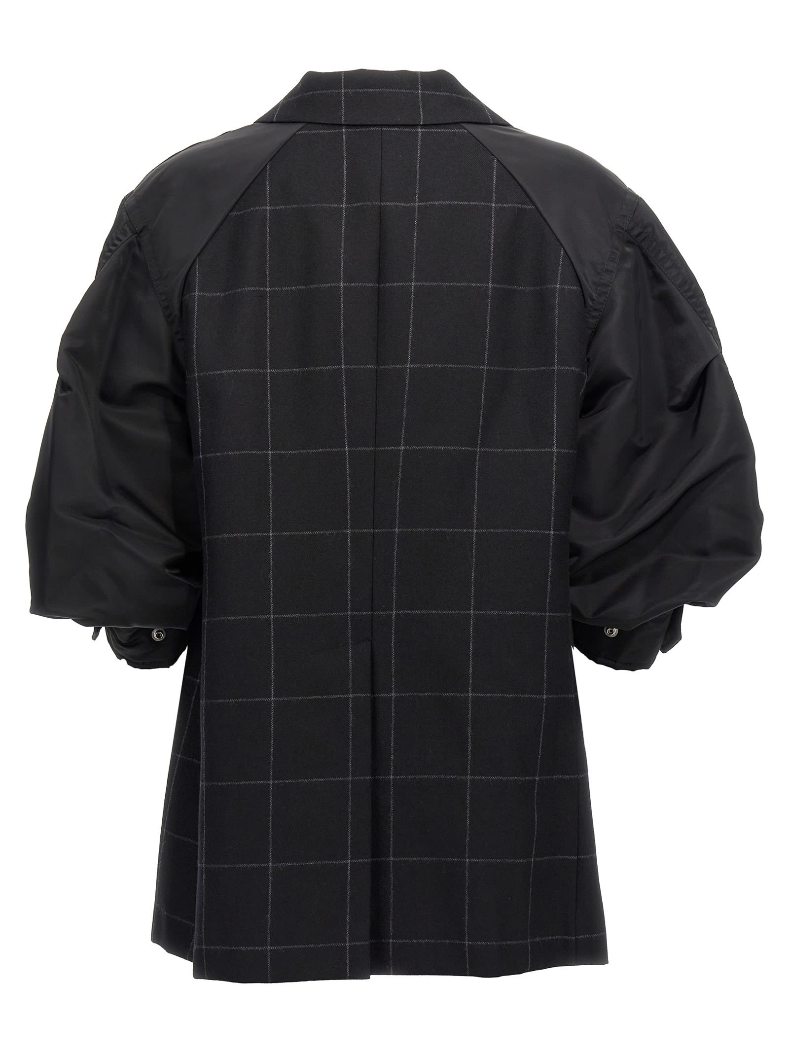 Shop Sacai Windowpane Blazer In Black