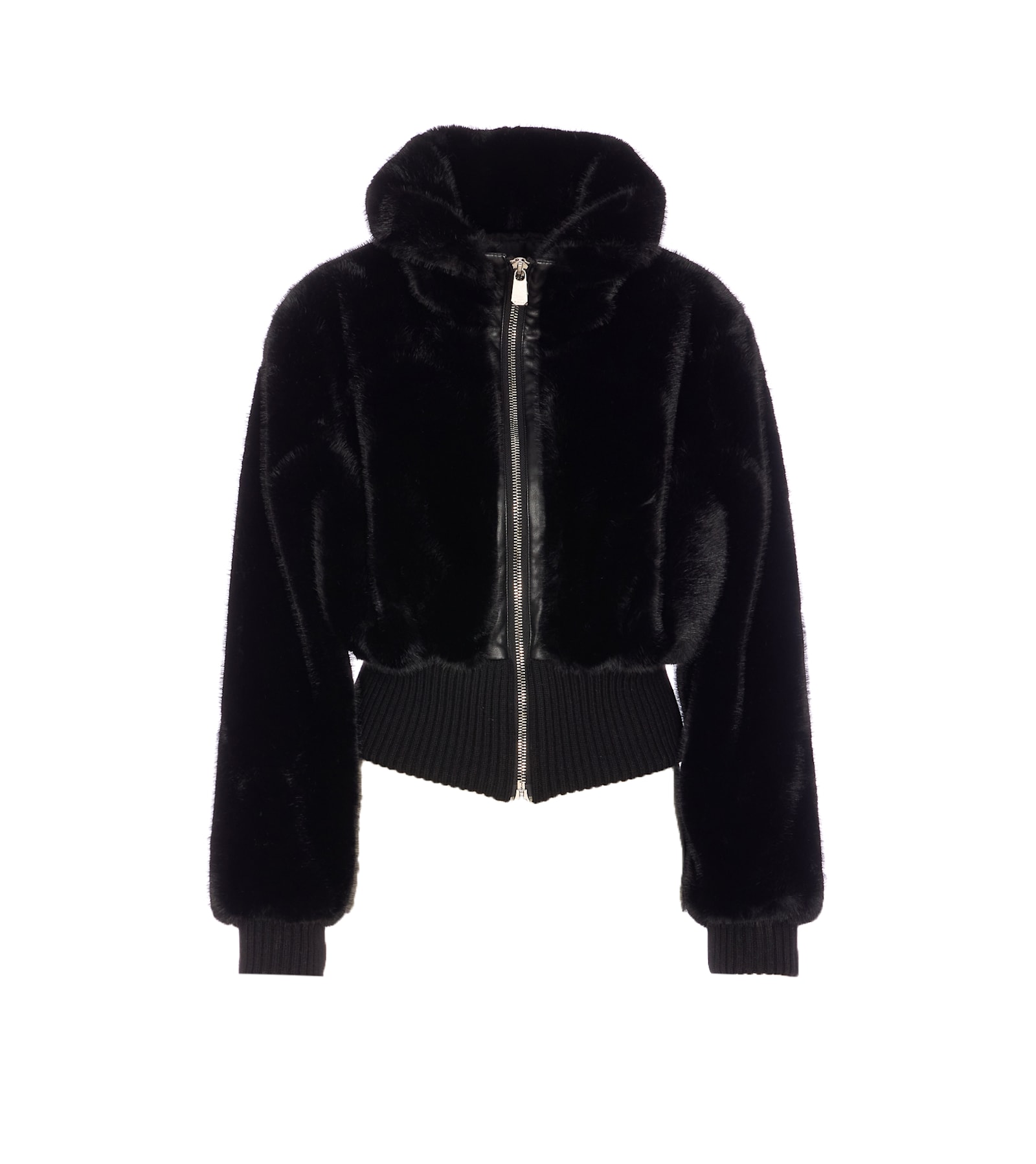 Pinko Faux Fur Bomber Jacket In Black