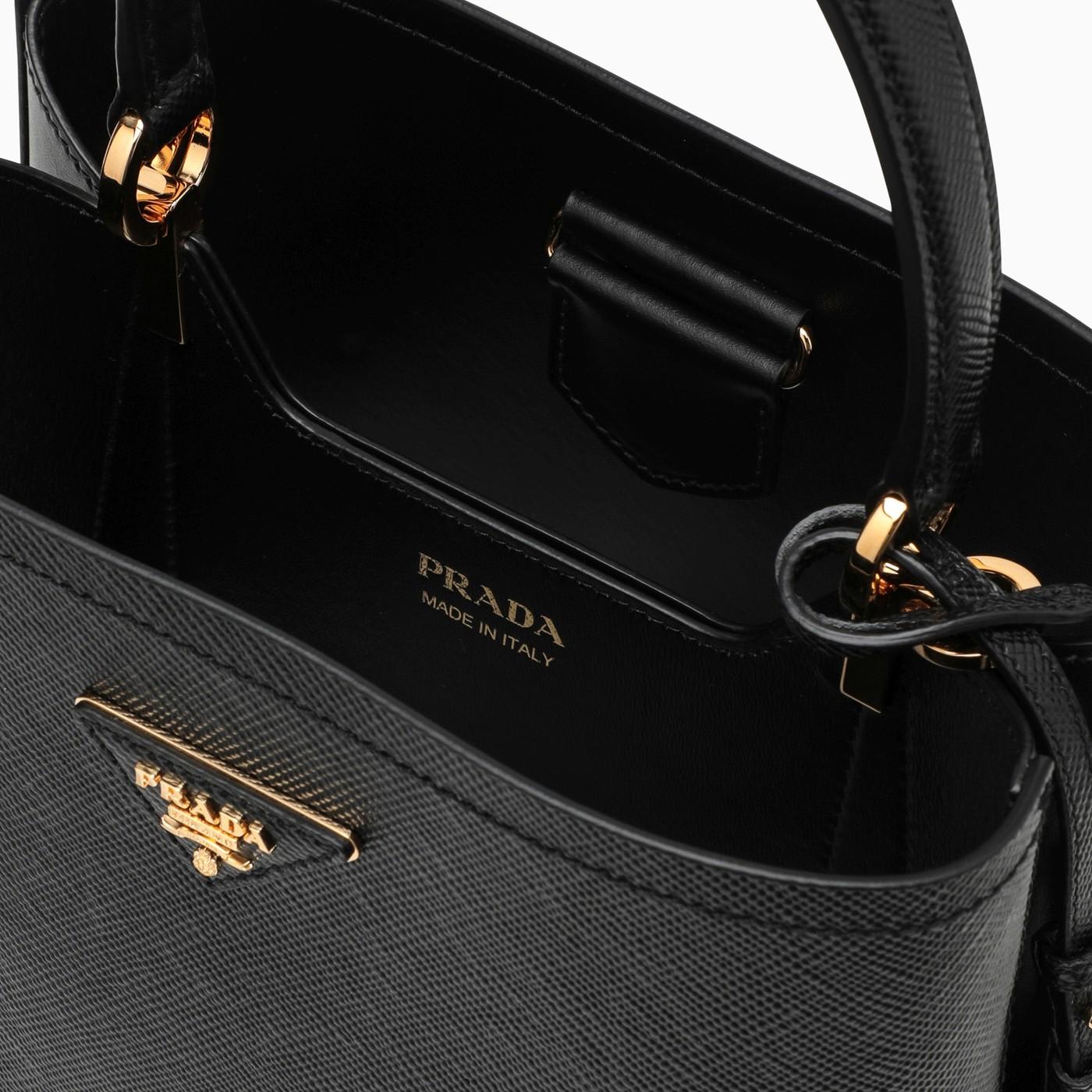 Shop Prada Panier Medium Bag In Black Saffiano In Nero