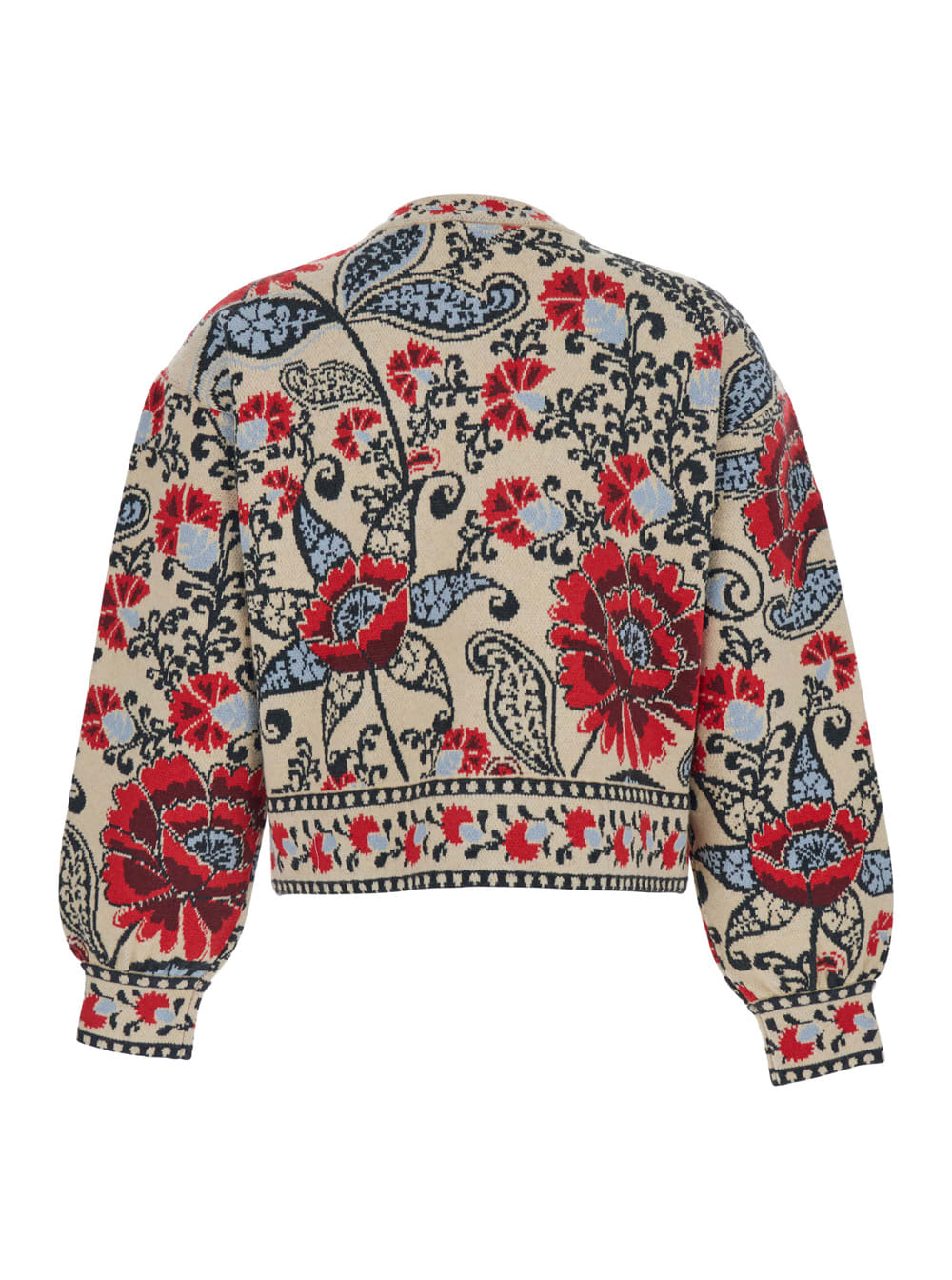 Farm Rio Francesca Sand Knit Cardigan Cropped In Multi