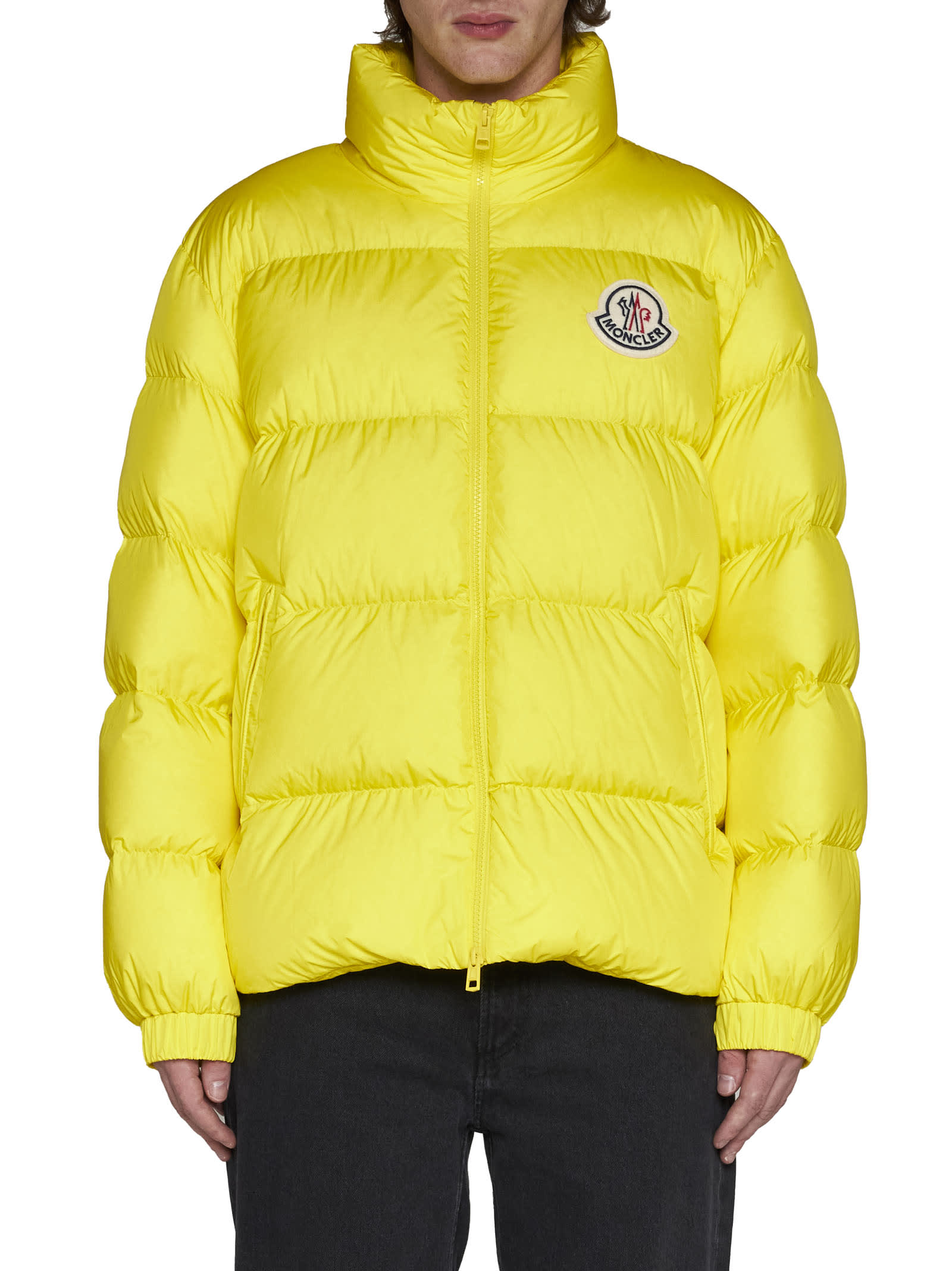 Shop Moncler Down Jacket In Yellow