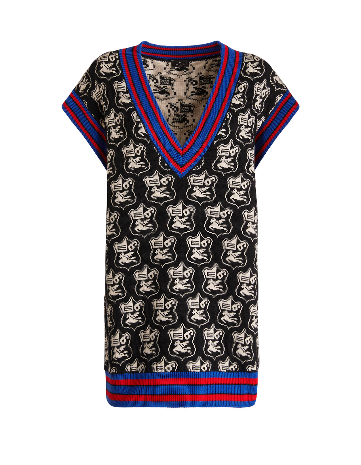 ETRO WOMAN VEST IN BLACK JACQUARD KNIT WITH PEGASUS HERALDIC ARMS