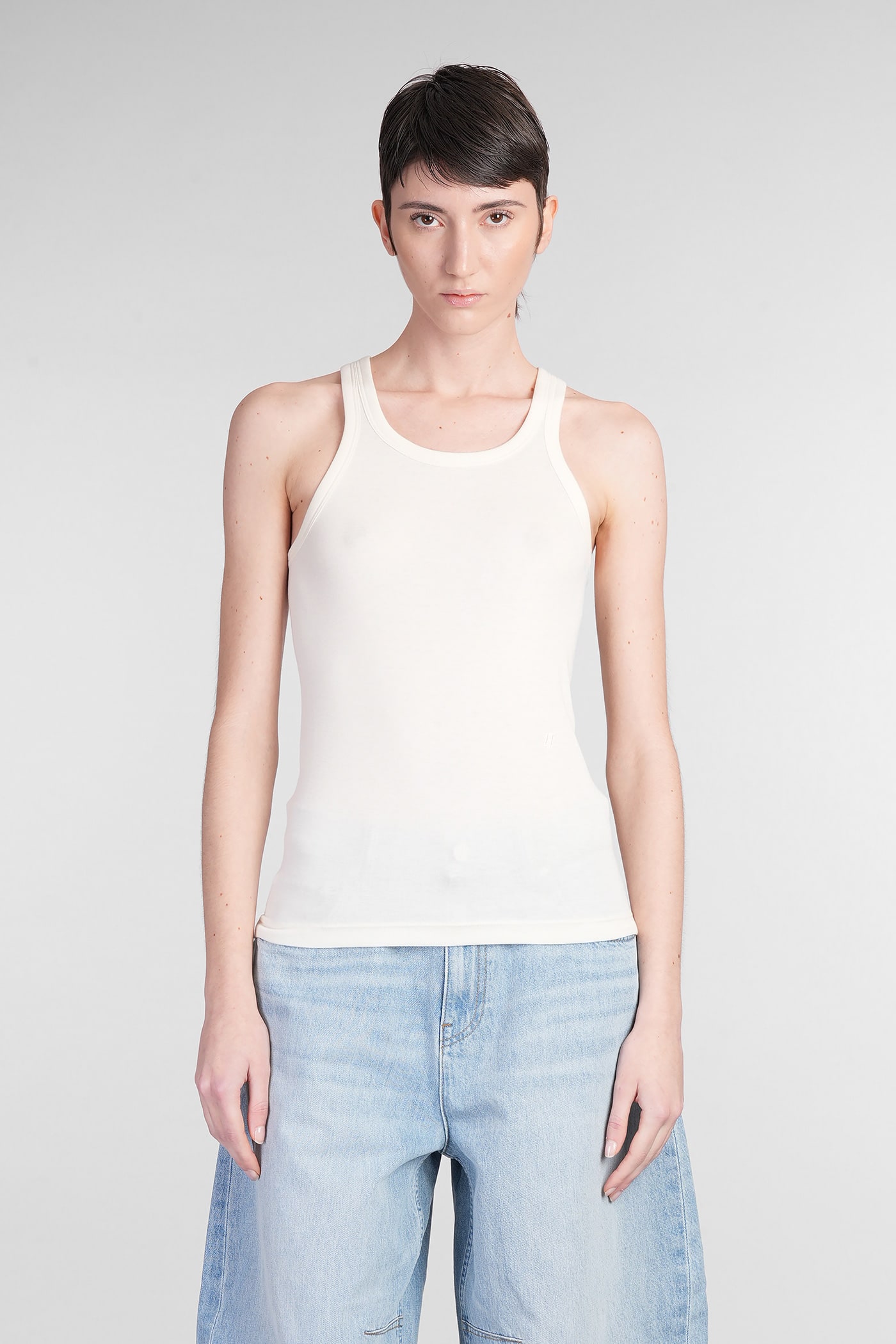 Tank Top In Beige Cotton