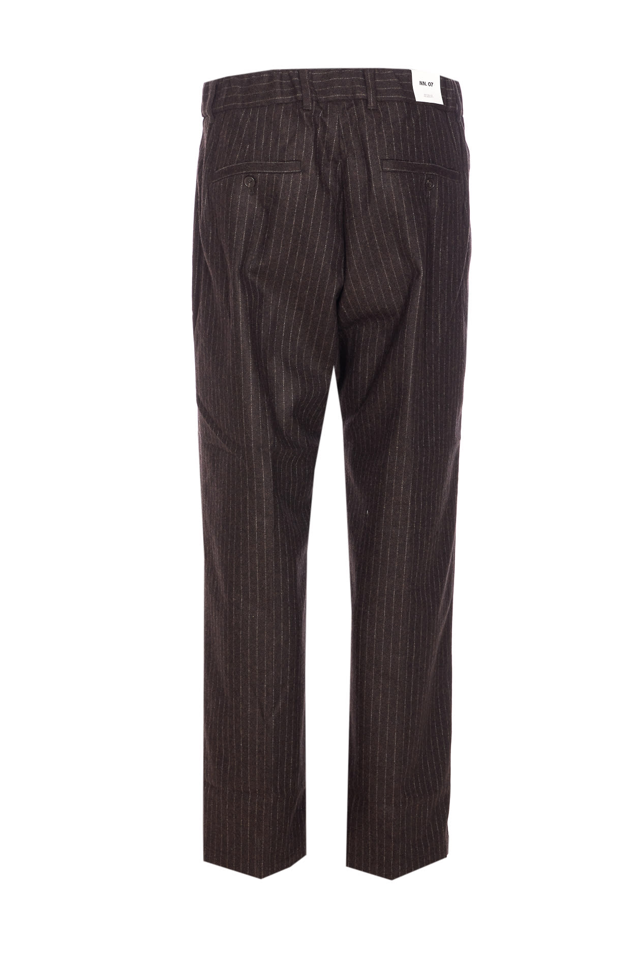 Nn07 Kay 1630 Straight-leg Pleated Striped Recycled Wool-blend Felt Trousers In Brown