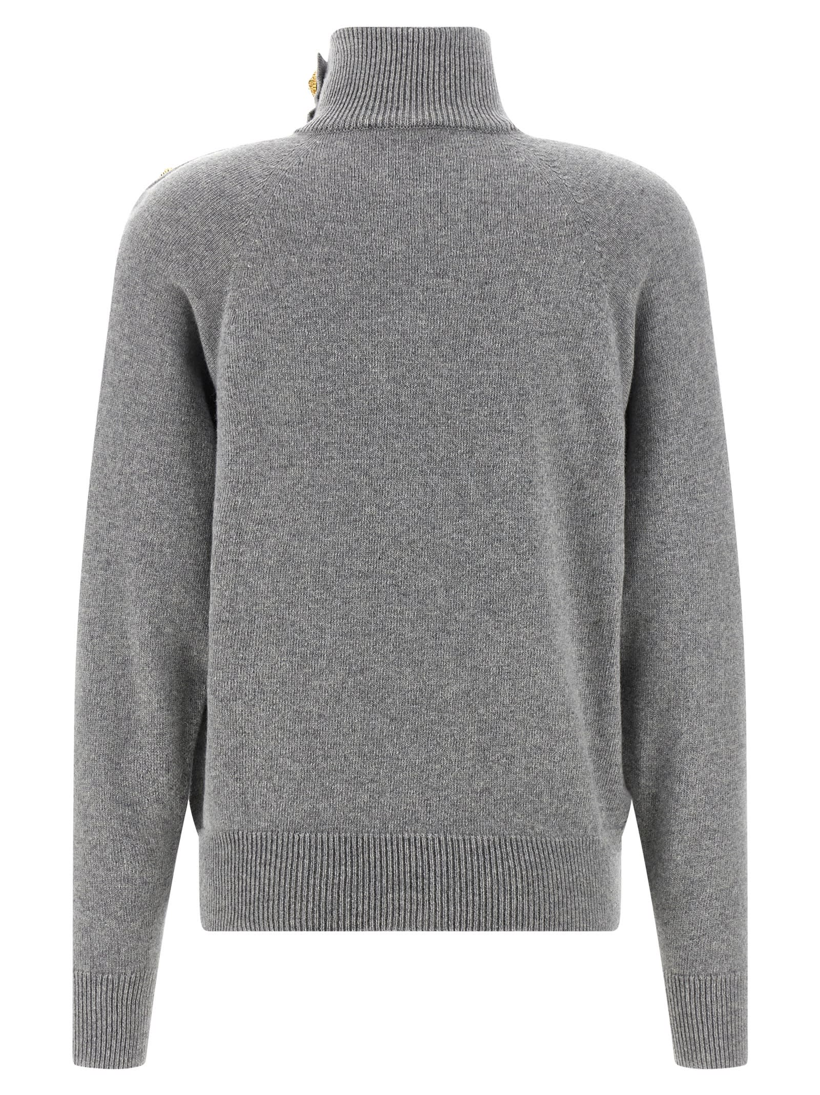 Balmain Cashmere Wool Sweater Sweaters And Cardigans Gray In Gray
