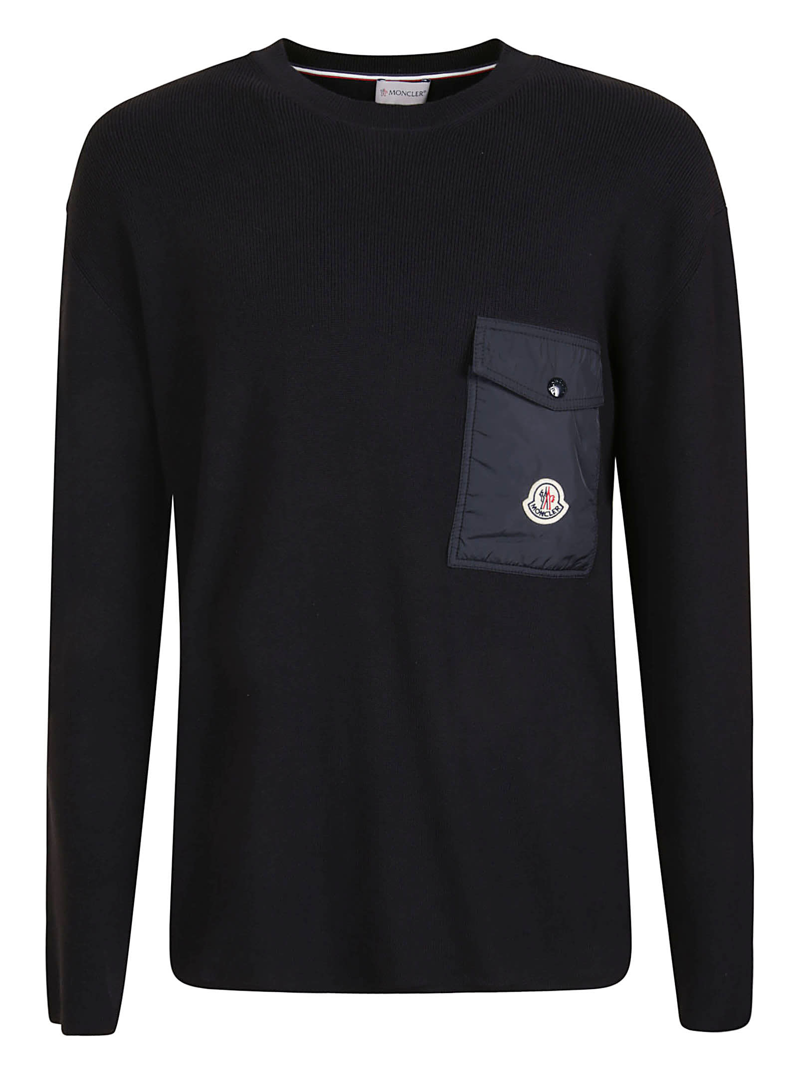 Moncler Pocket-detail Crew Neck Jumper In Blue